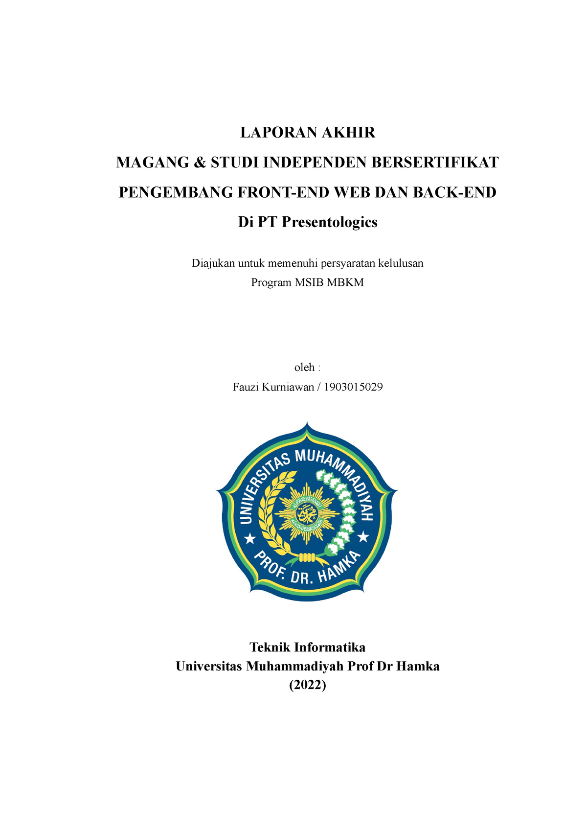 Fauzi Kurniawan Laporan Akhir - LAPORAN AKHIR MAGANG & STUDI INDEPENDEN ...