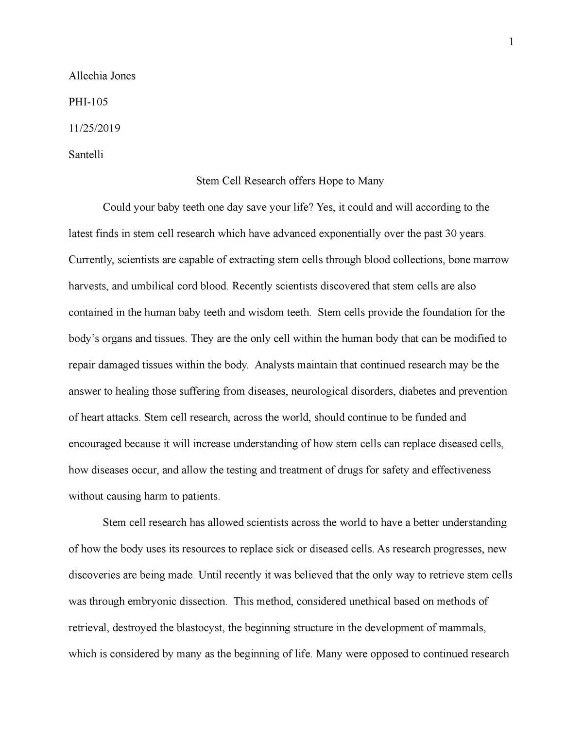 stem cell research persuasive essay