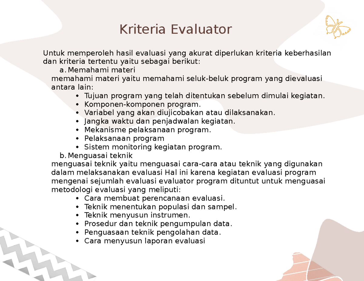 Kriteria evaluator - strategi belajar mengajar - Kriteria Evaluator ...