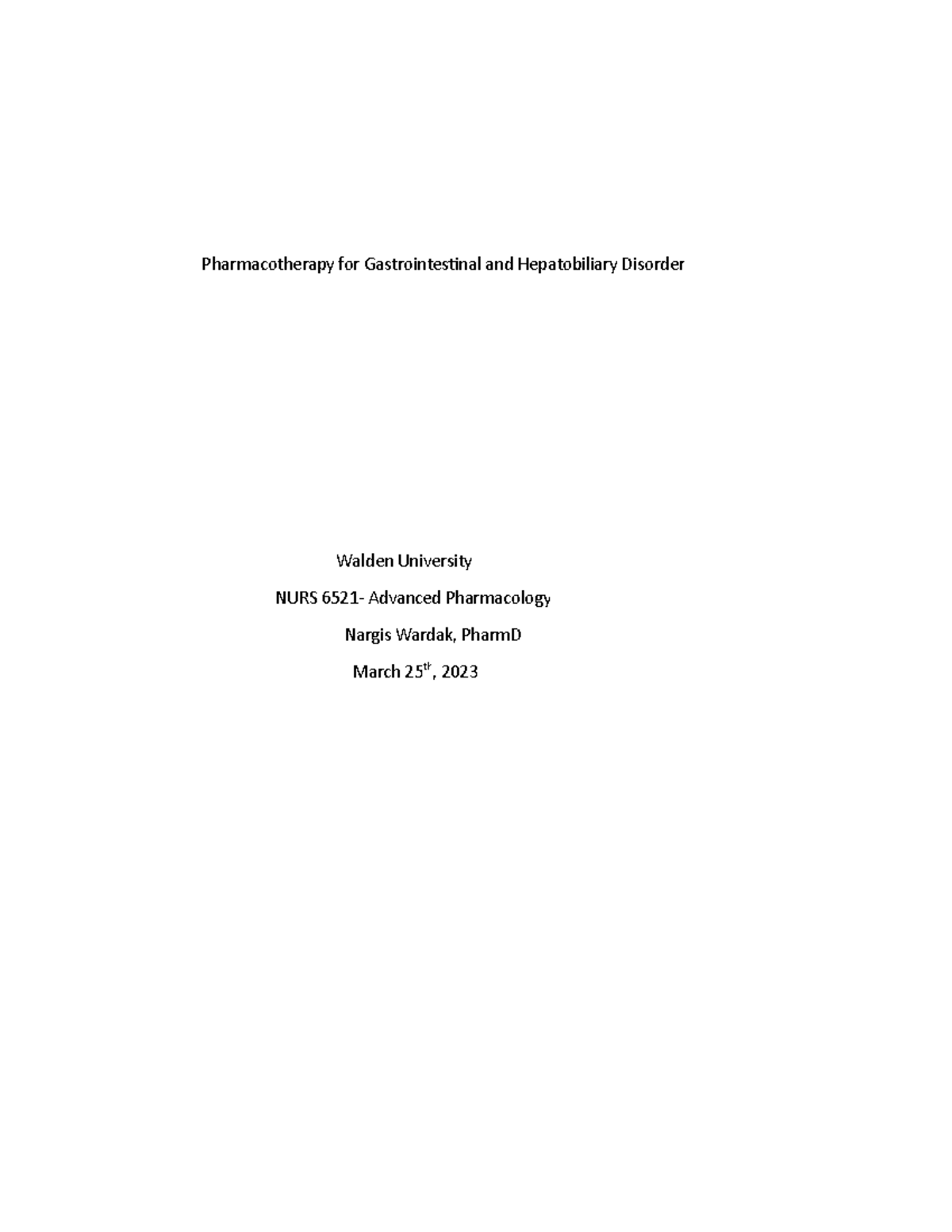 Pharmacotherapy for Gastrointestinal and Hepatobiliary Disorder - This ...