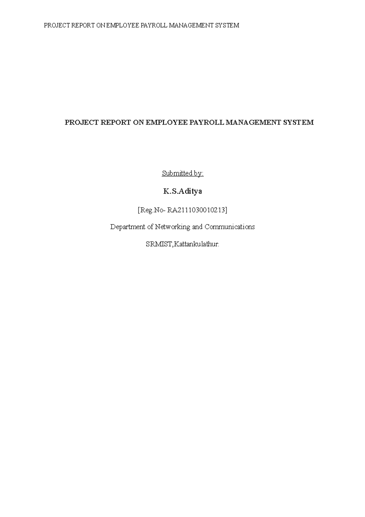 MINI- Project Payroll System - PROJECT REPORT ON EMPLOYEE PAYROLL ...