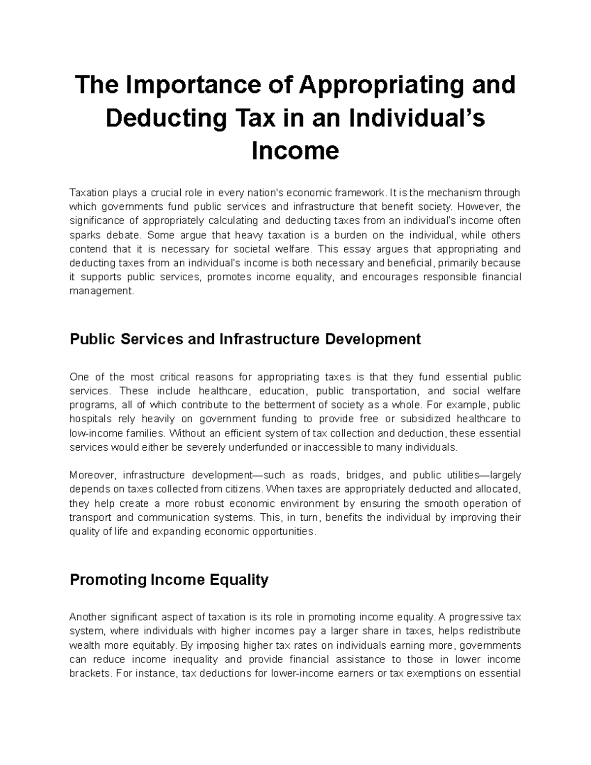 The Importance of Appropriating and Deducting Tax in an Individual’s ...