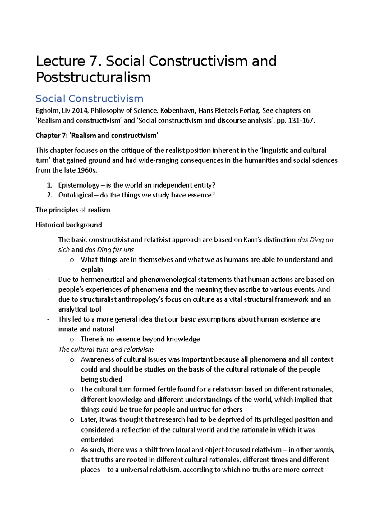 Lecture 7. Social Constructivism and Poststructuralism Lecture 7