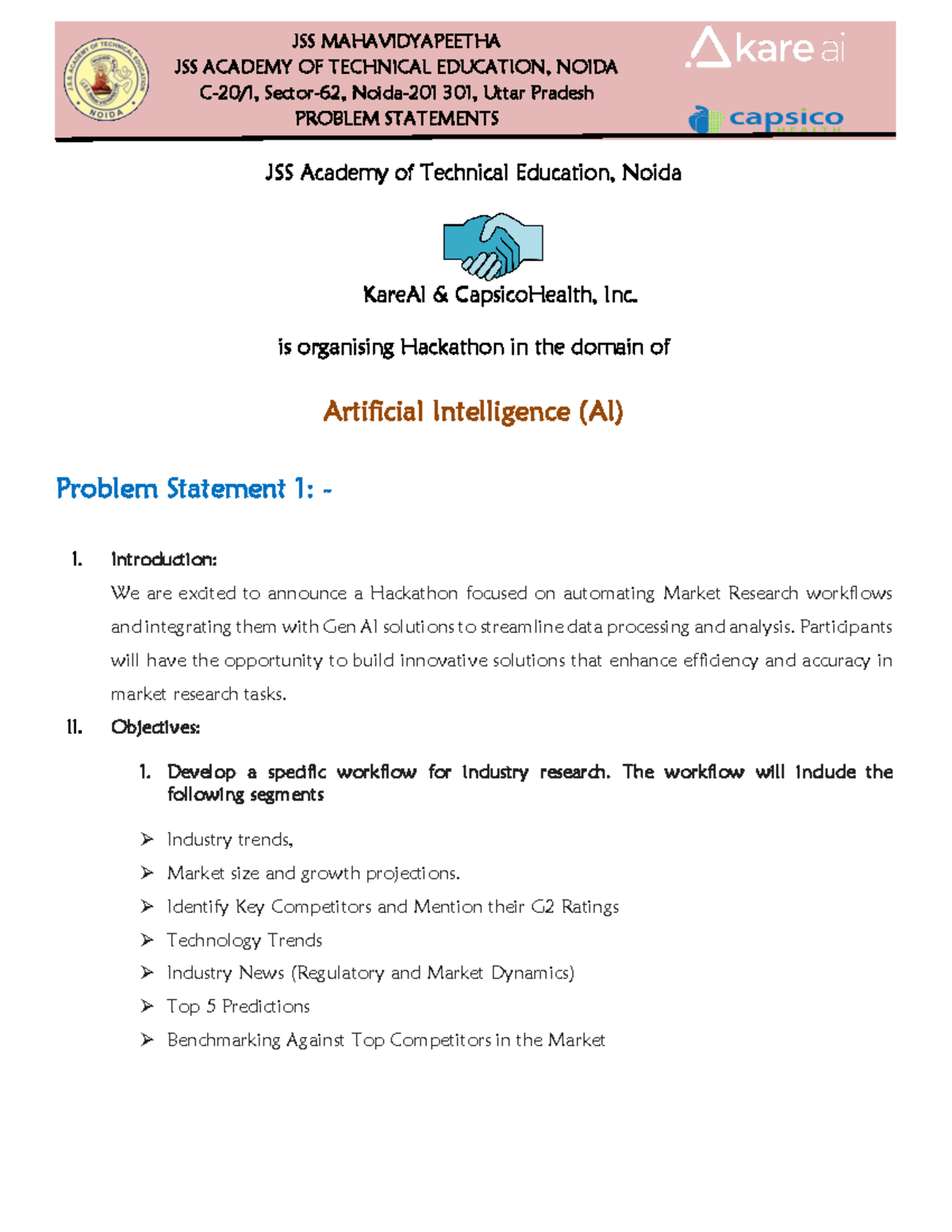 Problem Statement 8 - JSS MAHAVIDYAPEETHA JSS ACADEMY OF TECHNICAL ...