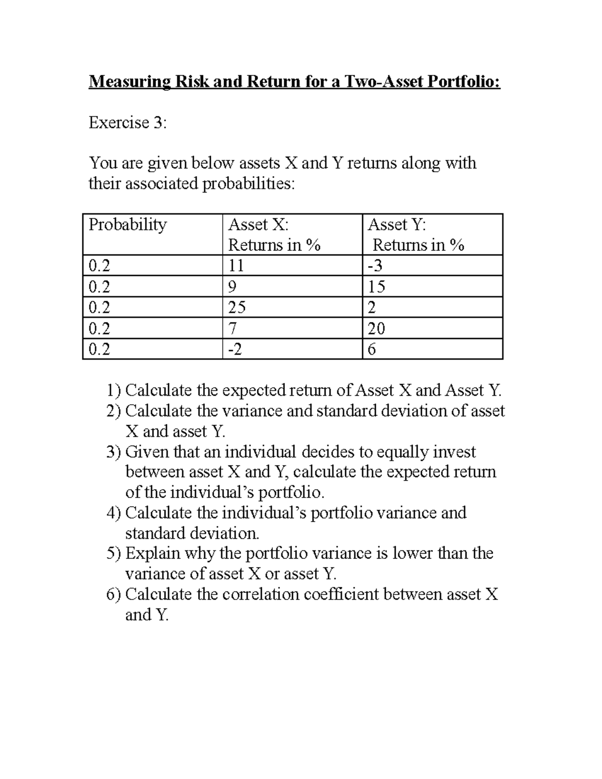 L4- Optimal Portfolio Risk And Return - Measuring Risk And Return For A ...