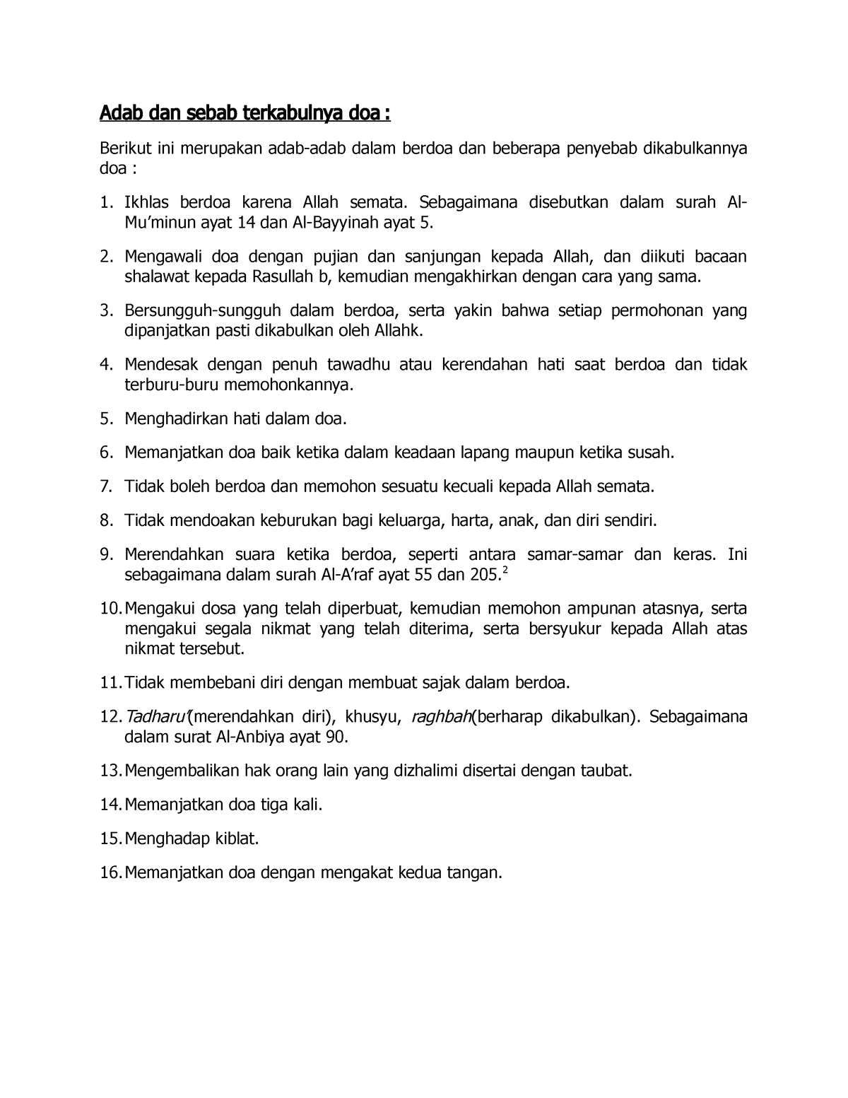 Kumpulan Doa - Adab Dan Sebab Terkabulnya Doa : Berikut Ini Merupakan ...