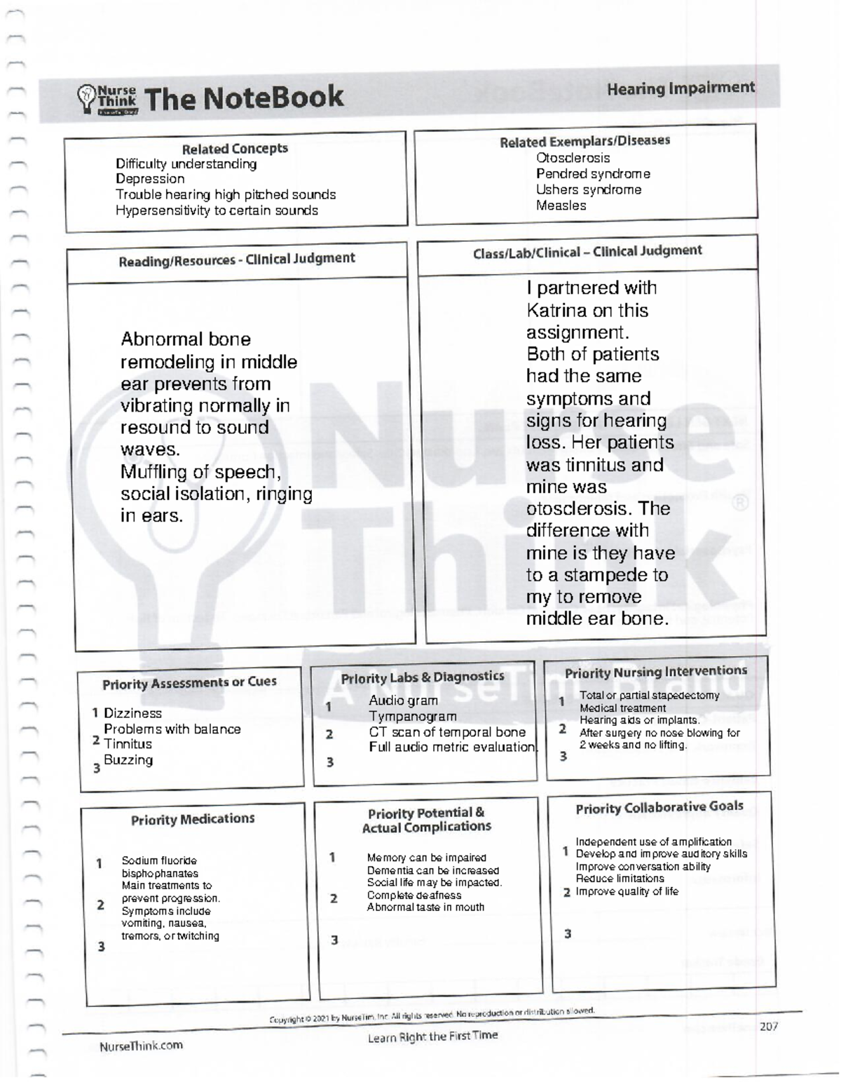 Hearing Impairment Nurse Think Week 1 NURS 4801 Studocu