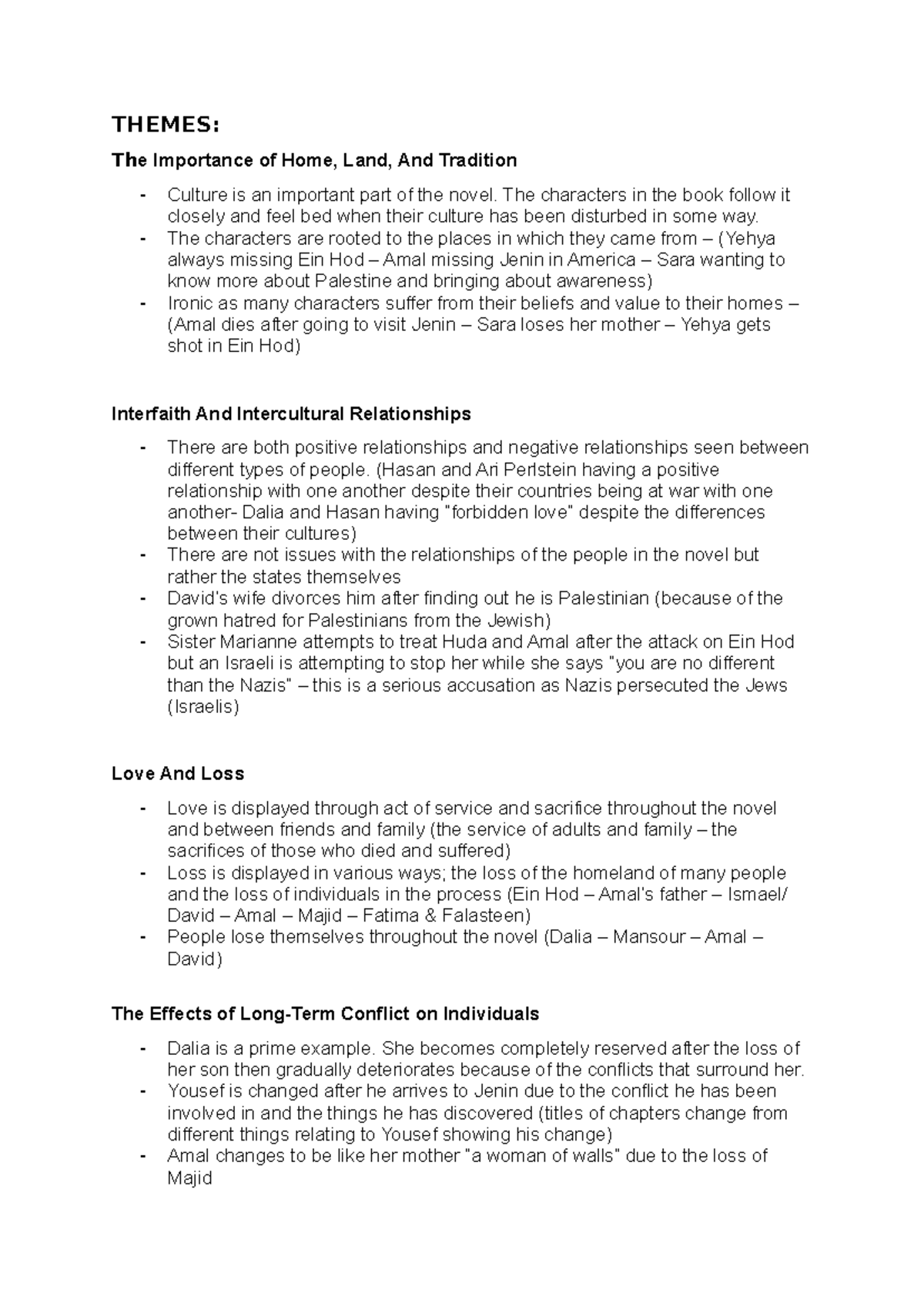 Mornings In Jenin Prep - Book essay prep - THEMES: The Importance of ...