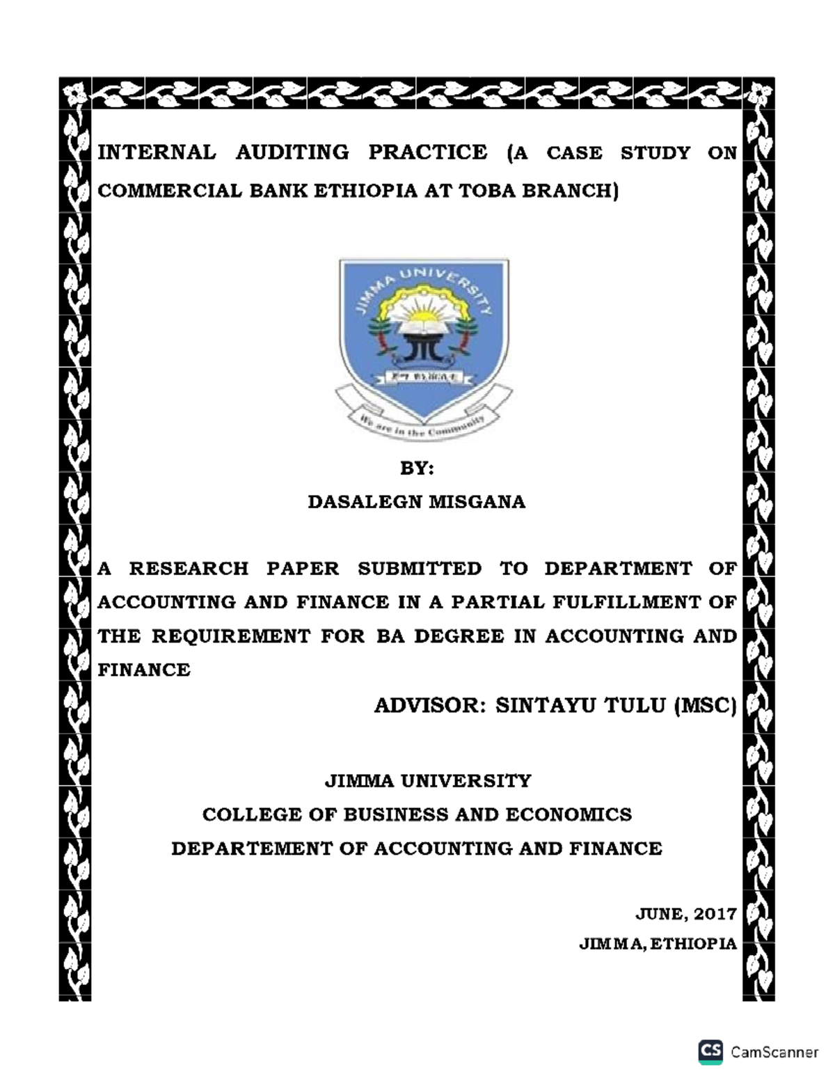 Research 1 Internal auditing practice - DECLARATION I, the undersigned ...