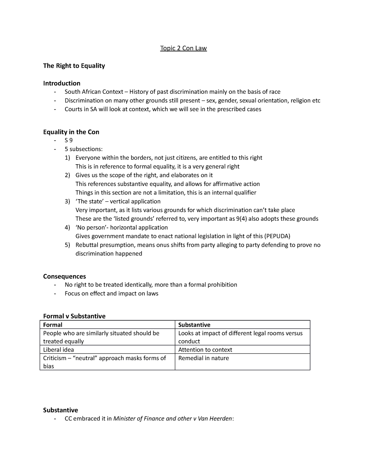 Topic 2 Con Law - hjh - Topic 2 Con Law The Right to Equality Introduc ...