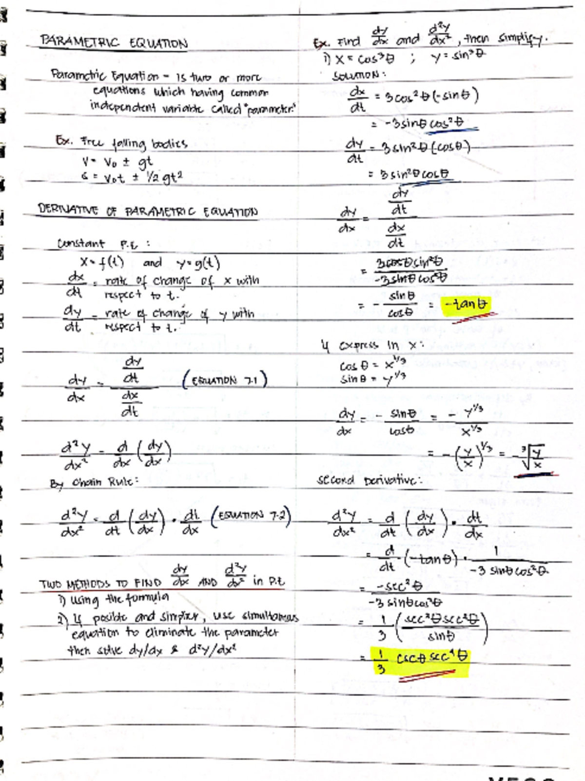 Parametric Equation - Differential Calculus - Engineering Calculus 1 ...