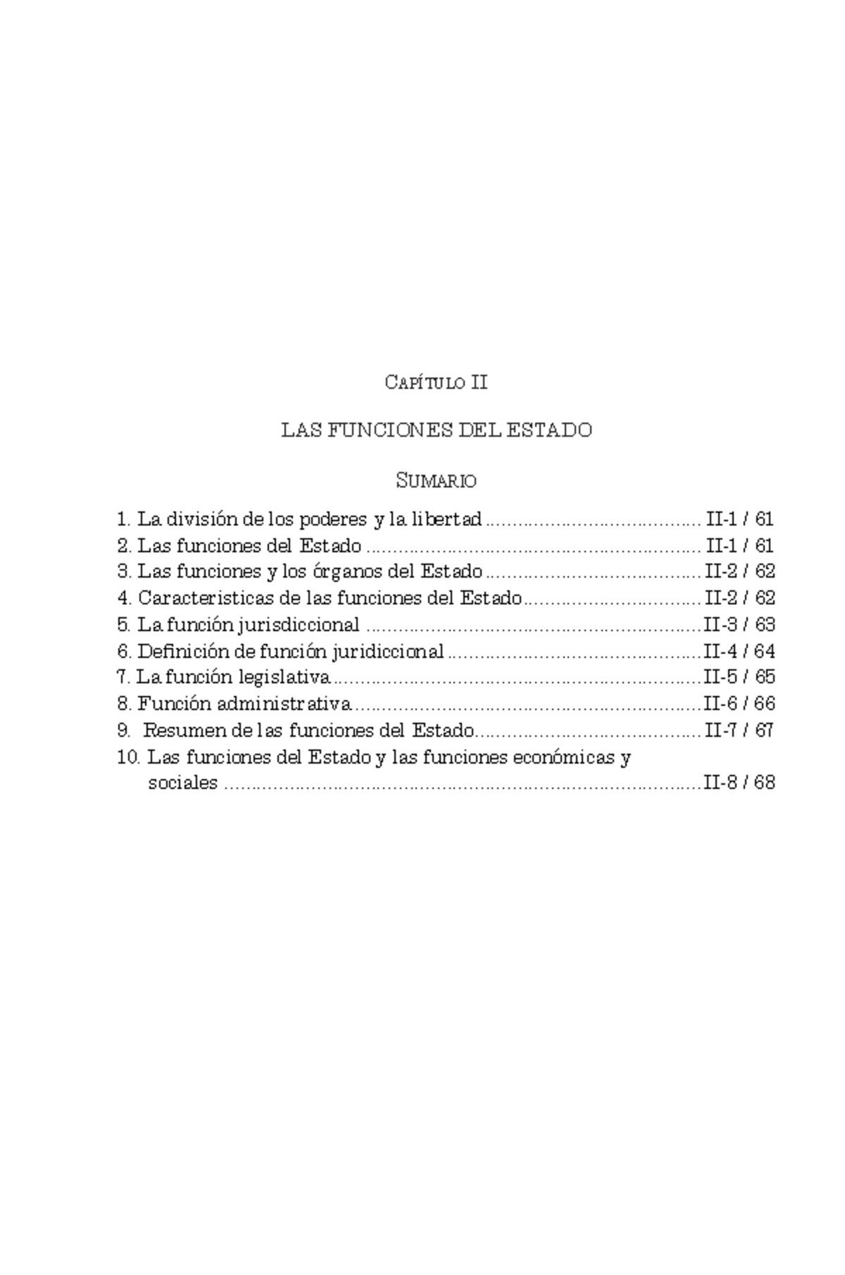 Capitulo 2 Derecho Cap tulo II LAS FUNCIONES DEL ESTADO Sumario La