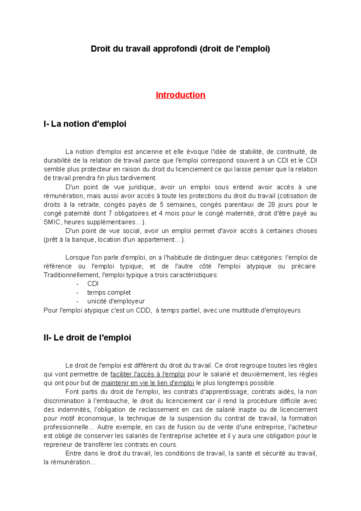 Doit Du Travail Approfondi - D'un Point De Vue Juridique, Avoir Un ...