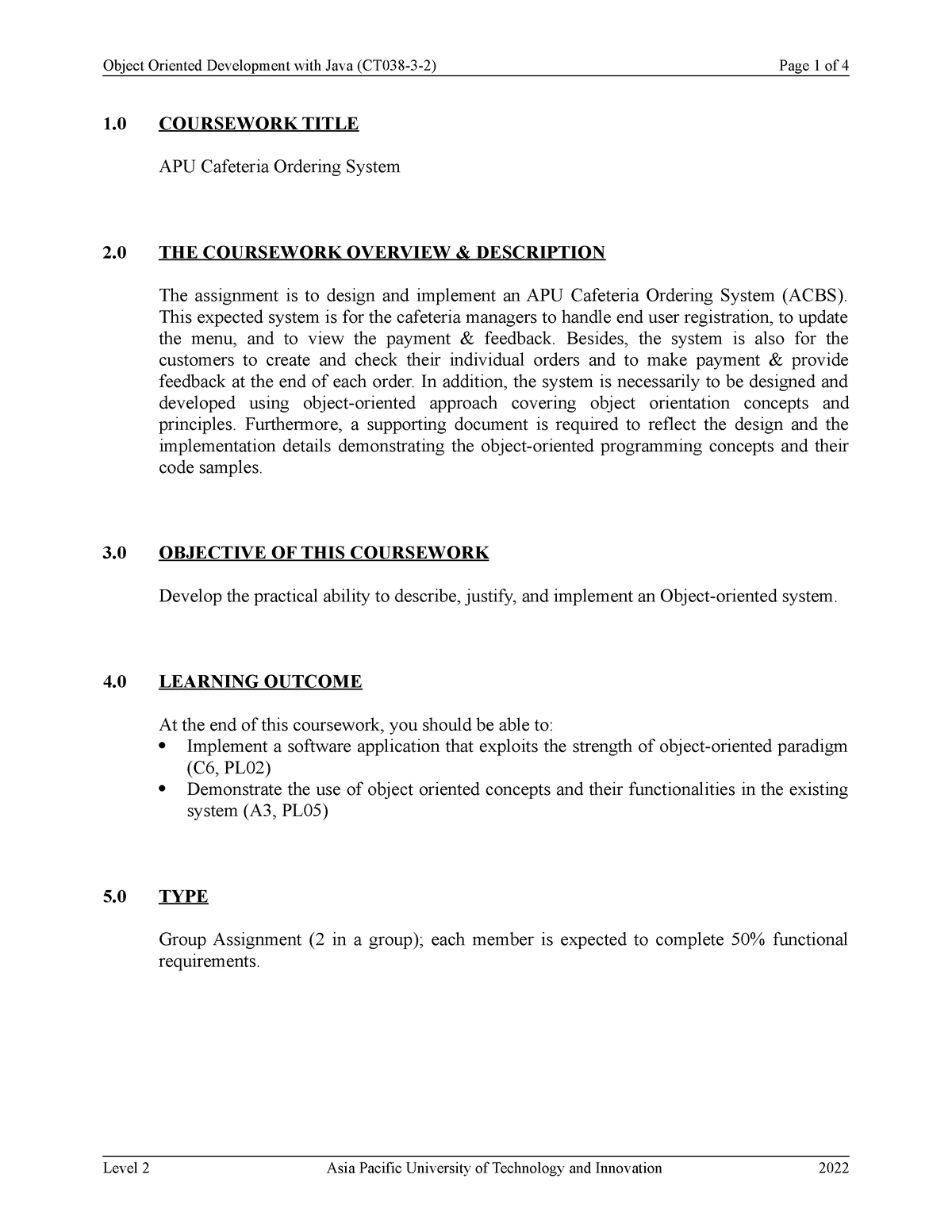 2206-OODJ-Asst Question - 1 COURSEWORK TITLE APU Cafeteria Ordering ...