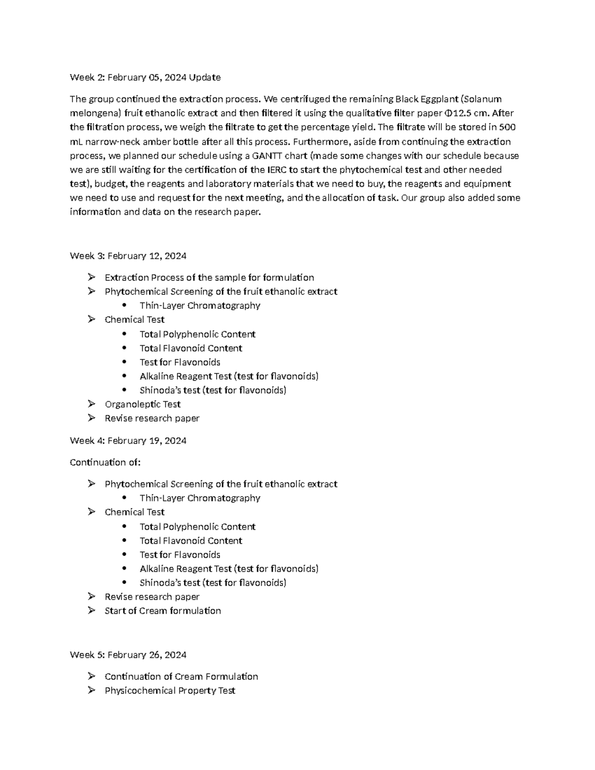Week 2 Report - N/A - Week 2: February 05, 2024 Update The group ...