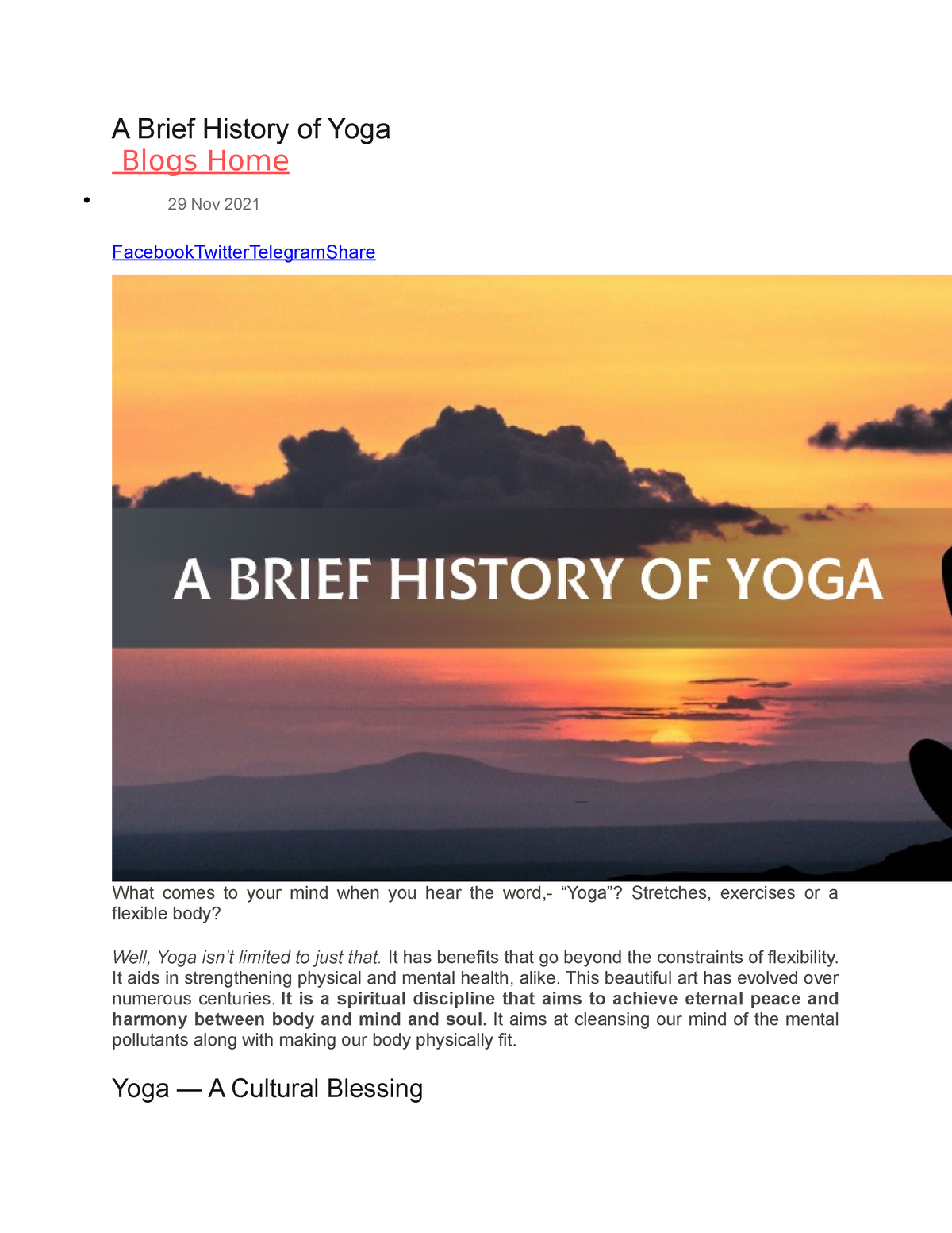 Brief History Of Yoga - Foundation Course Of Yoga - Studocu