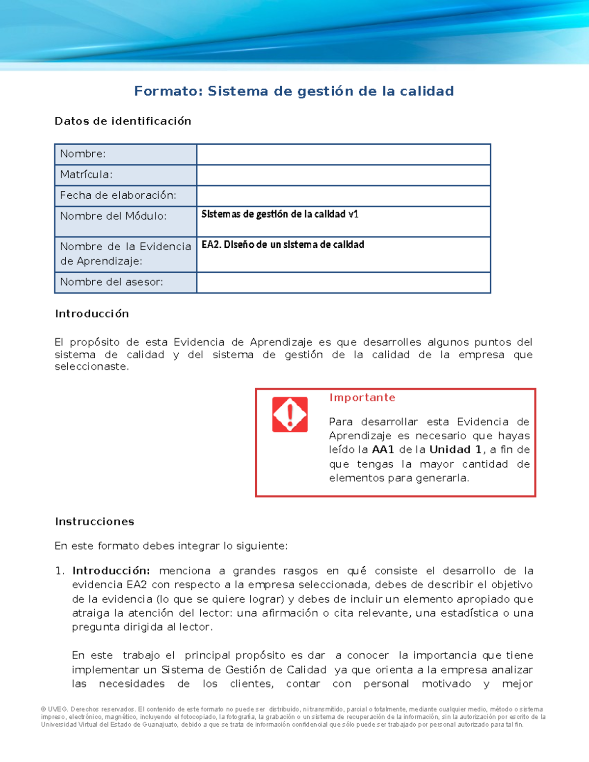 Diseño de un sistema de calidad SGC EA2 - Formato: Sistema de gestión ...