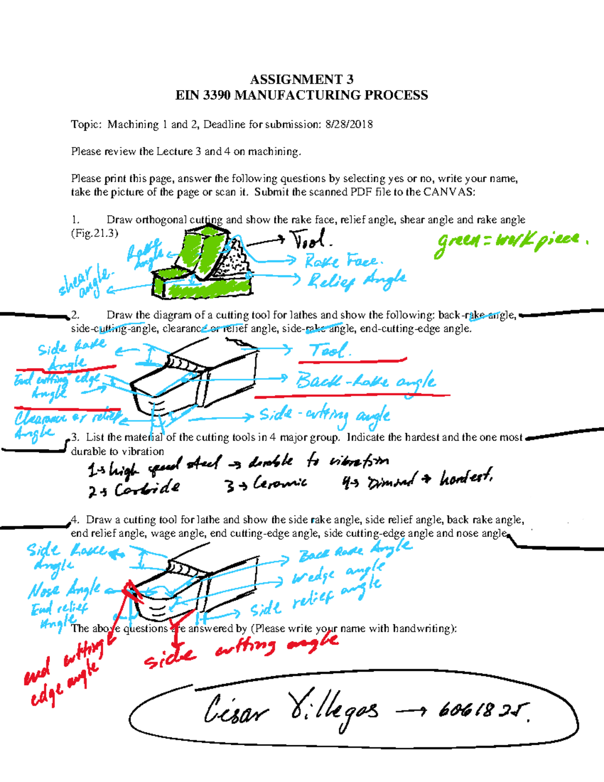 Assignment+3+-+Machining - ASSIGNMENT 3 EIN 3390 MANUFACTURING PROCESS ...