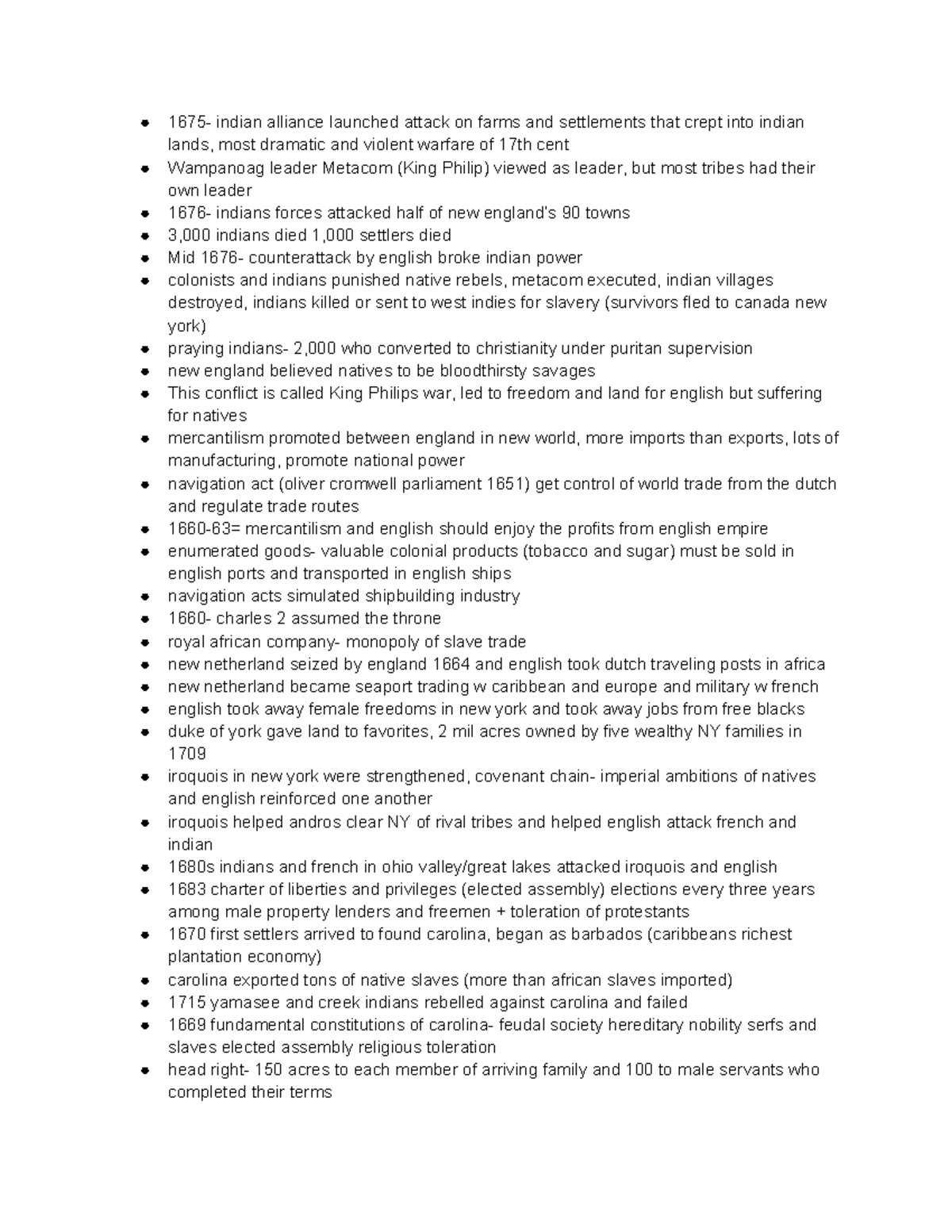 Apush 3 - unit 3 - 1675- indian alliance launched attack on farms and ...