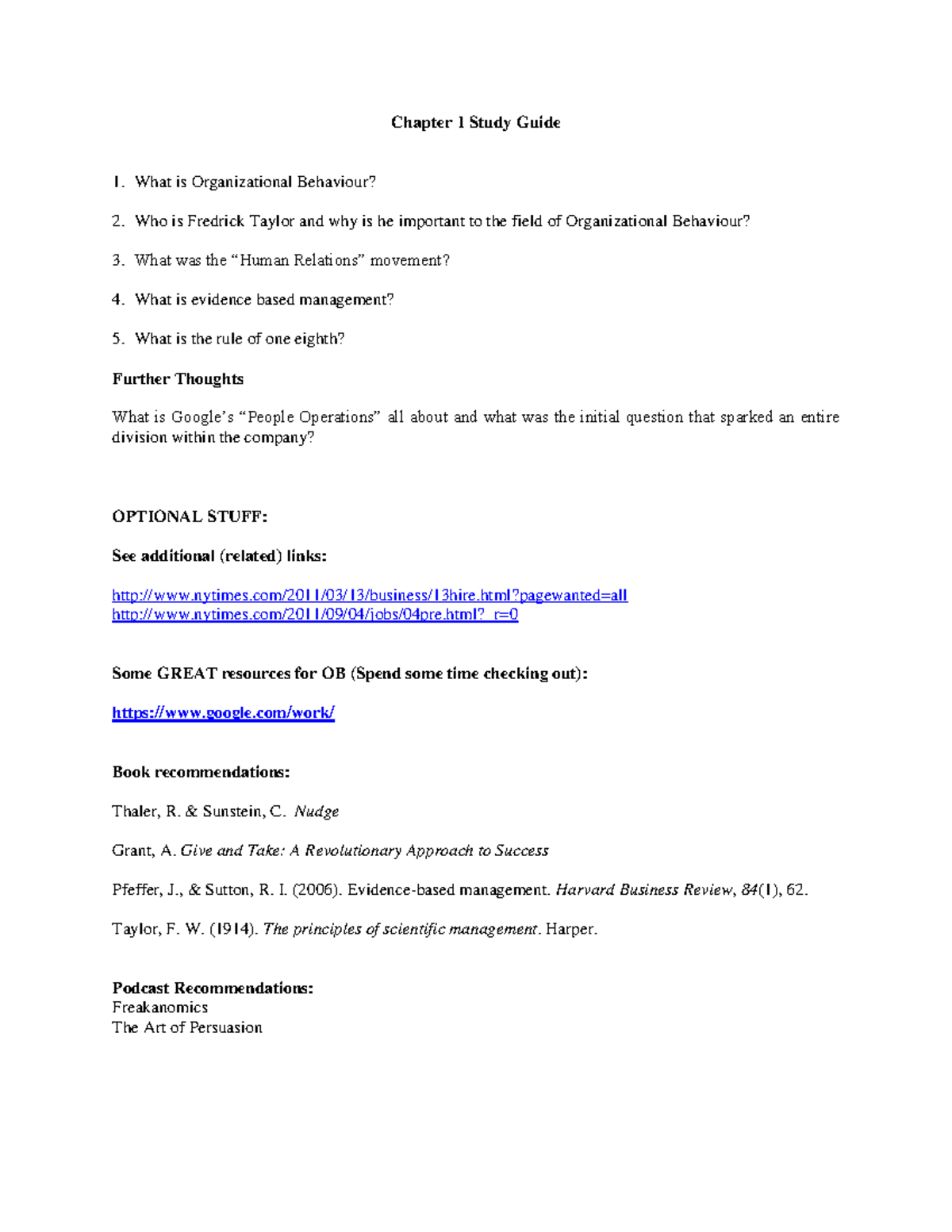 Chapter 1 Study Guide - Chapter 1 Study Guide What is Organizational ...