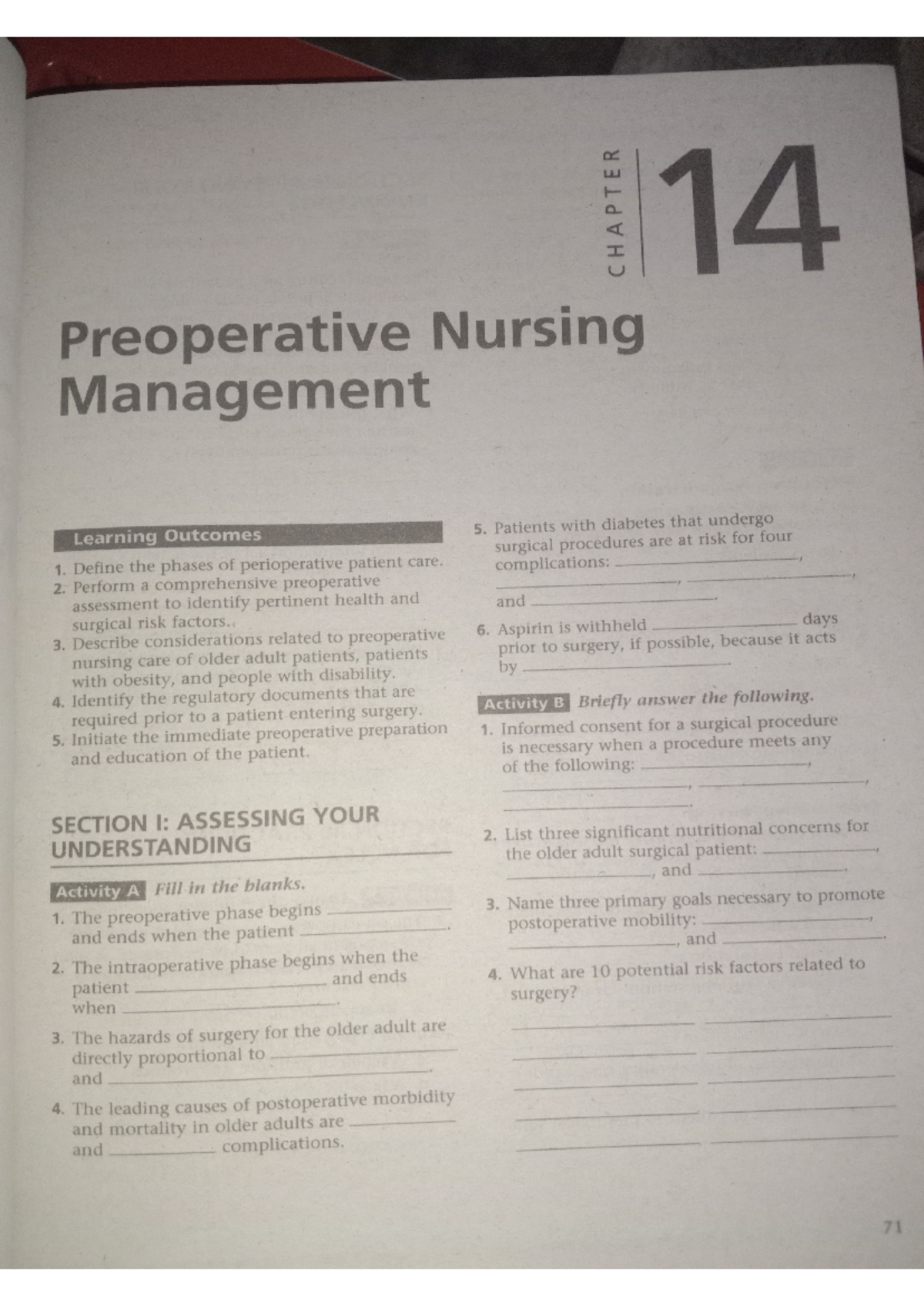 Study guide ms pre op to respi - E H 14 U Preoperative Nursing ...