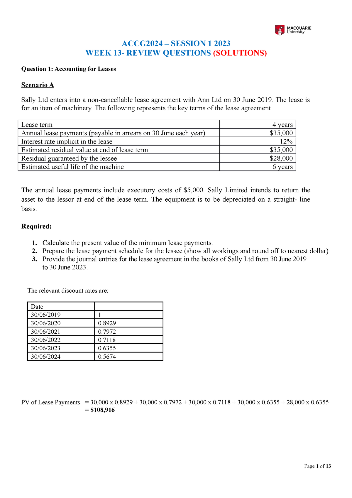 ACCG 2024 Week 13 Revision Solutions S1 2023 ACST201 MQ Studocu   Thumb 1200 1697 