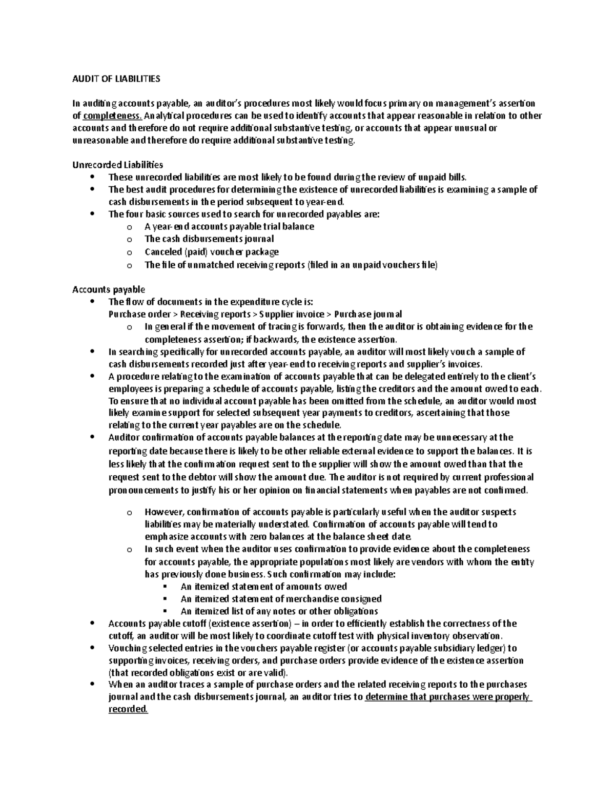 424270893 AP 07 Substantive Audit Tests of Liabilities - AUDIT OF ...