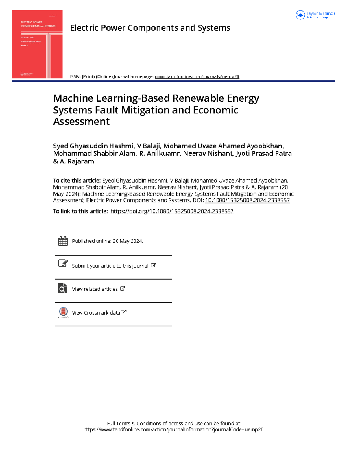 Machine Learning-Based Renewable Energy Systems Fault Mitigation and ...