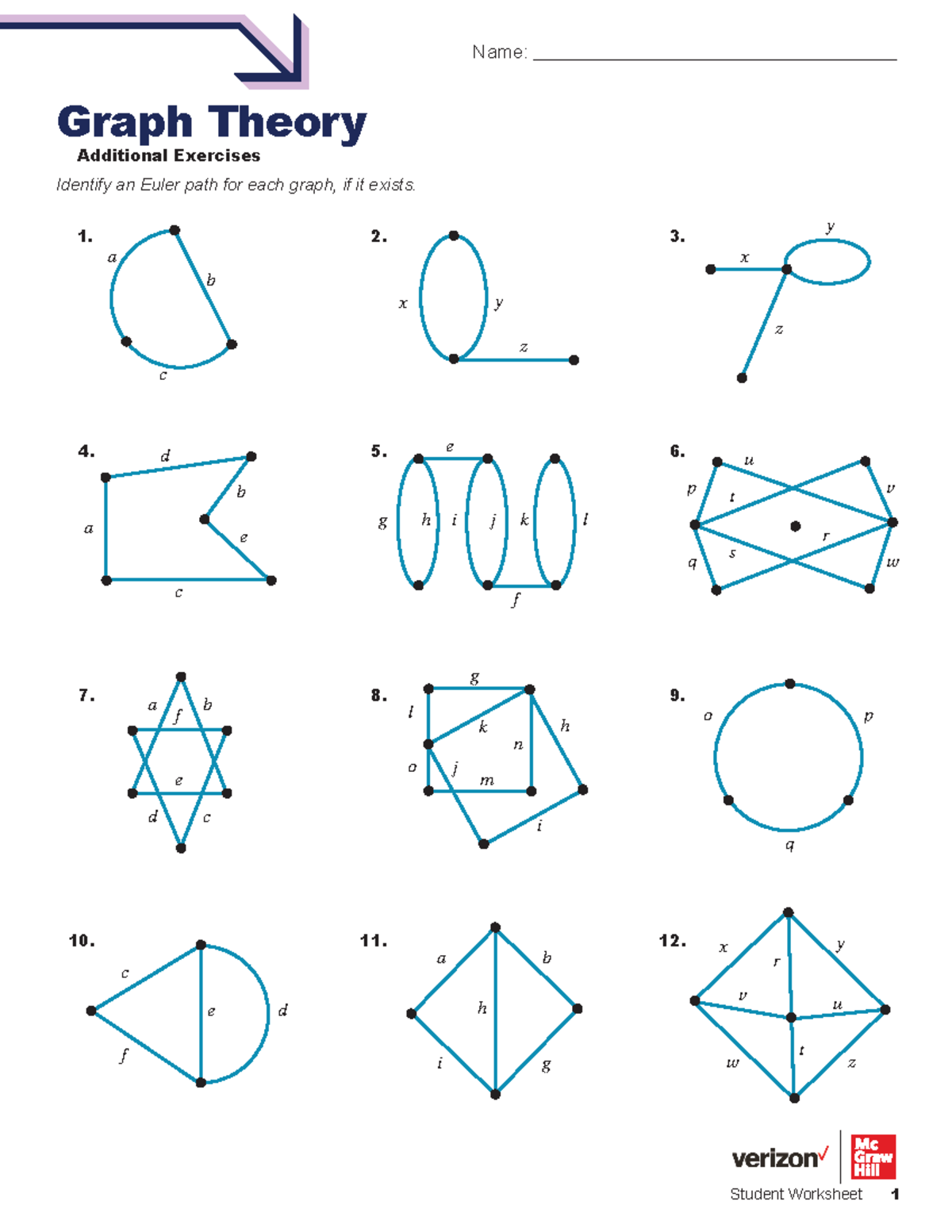 AR Graph Theory Student - Additional Exercises Identify an Euler path ...