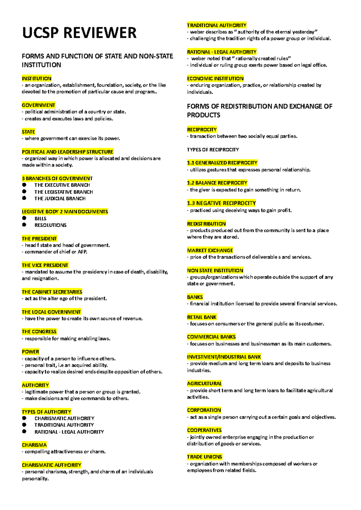 UCSP Reviewer - UCSP REVIEWER FORMS AND FUNCTION OF STATE AND NON-STATE ...