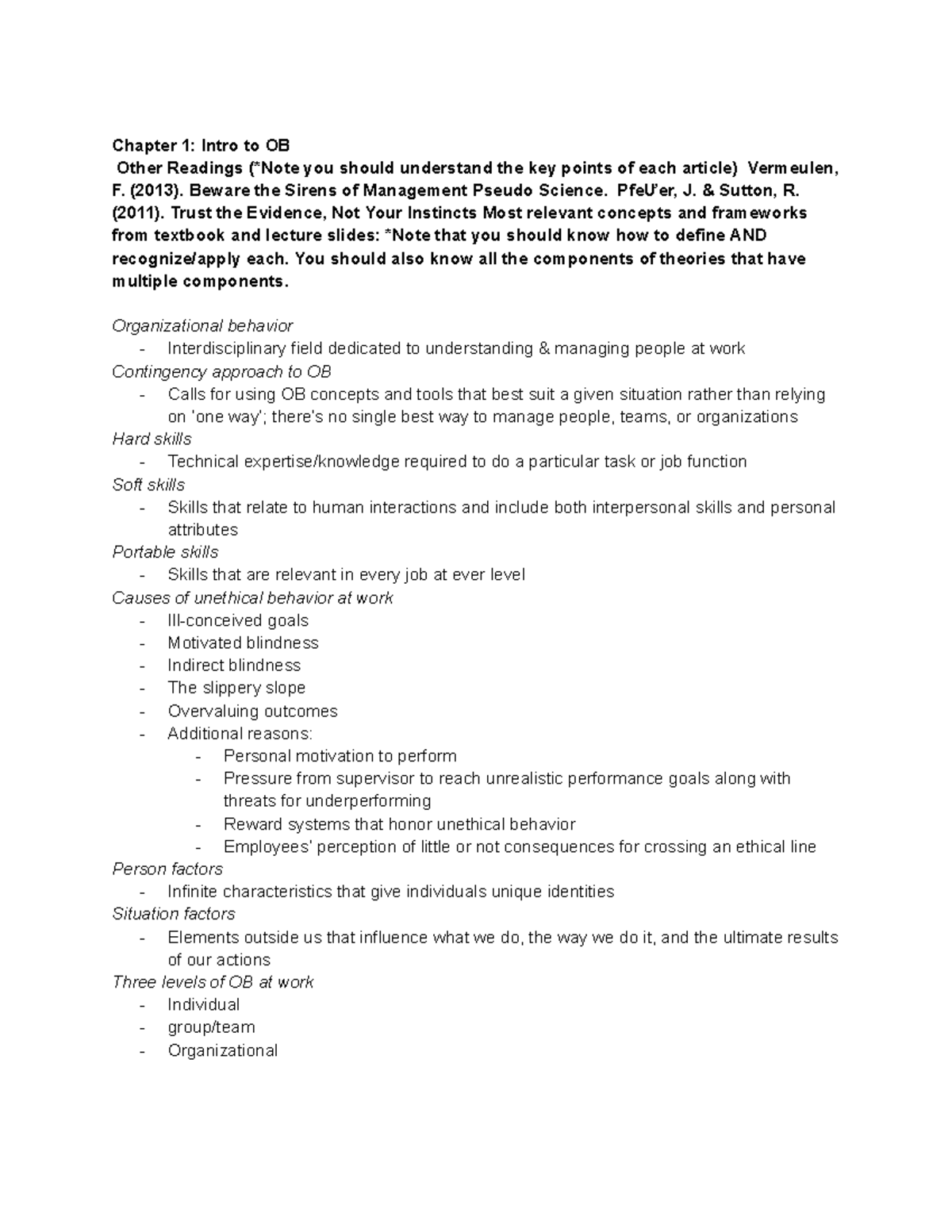 BUAD 304 - Summary Organizational Behavior and Leadership - Chapter 1 ...