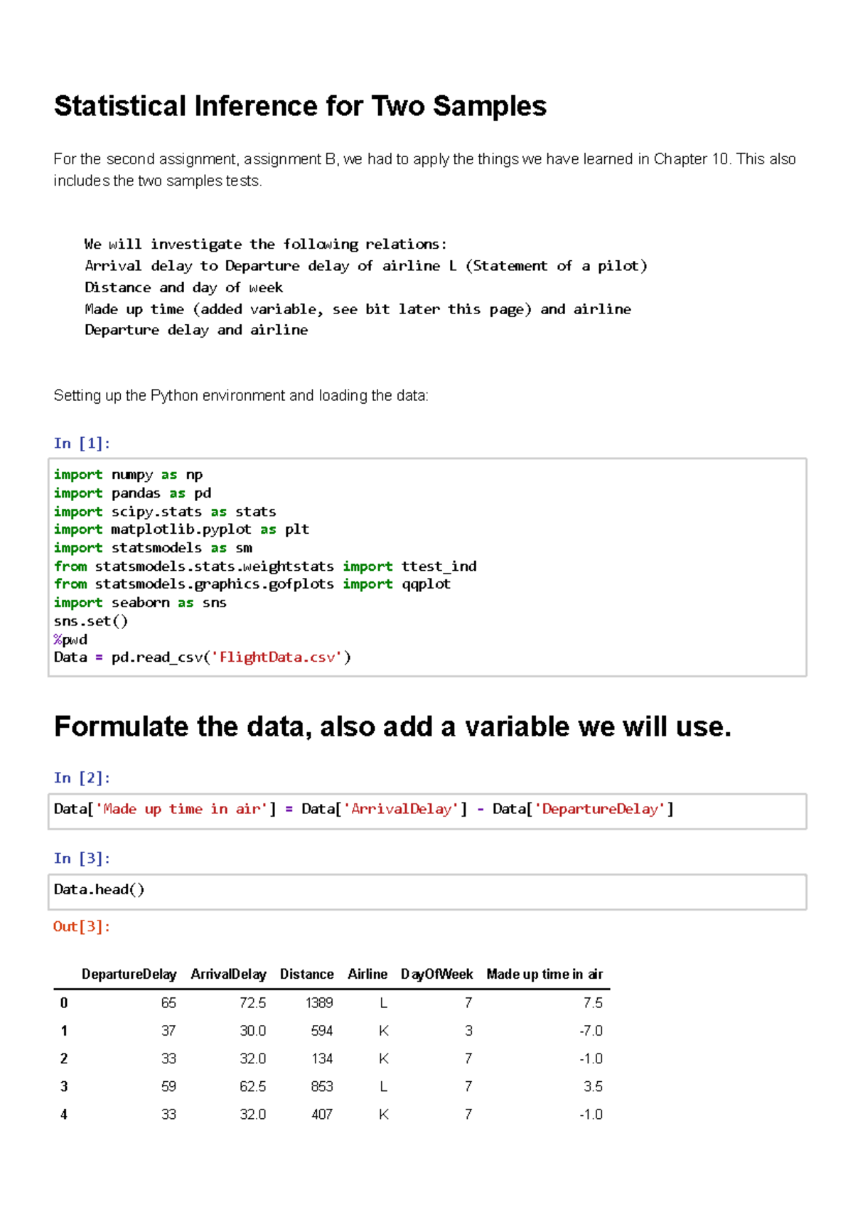 statistical inferences assignment edgenuity