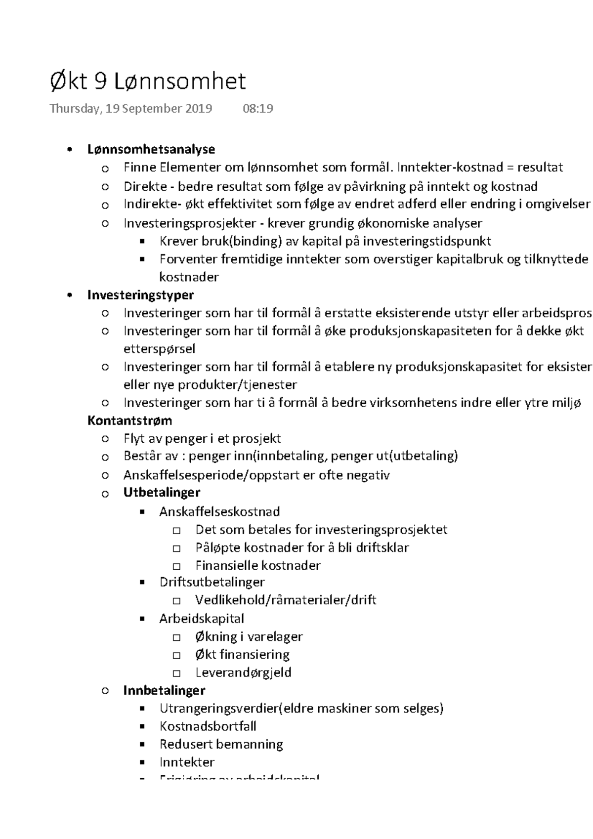  kt 9 L nnsomhet Forelesningsnotater 9 Prosjektledelse PLE2102 