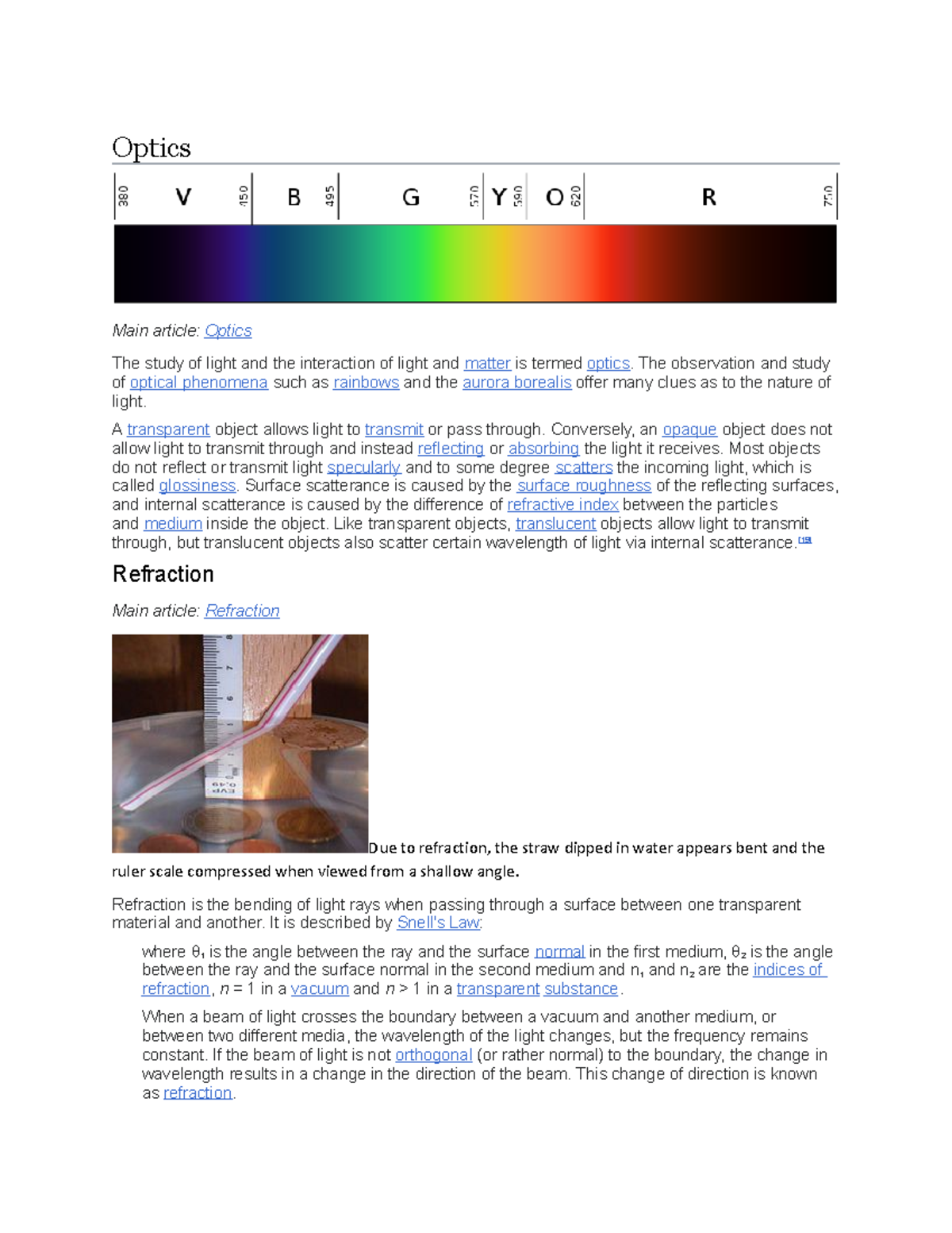 Optics this is a description Optics Main article Optics The study