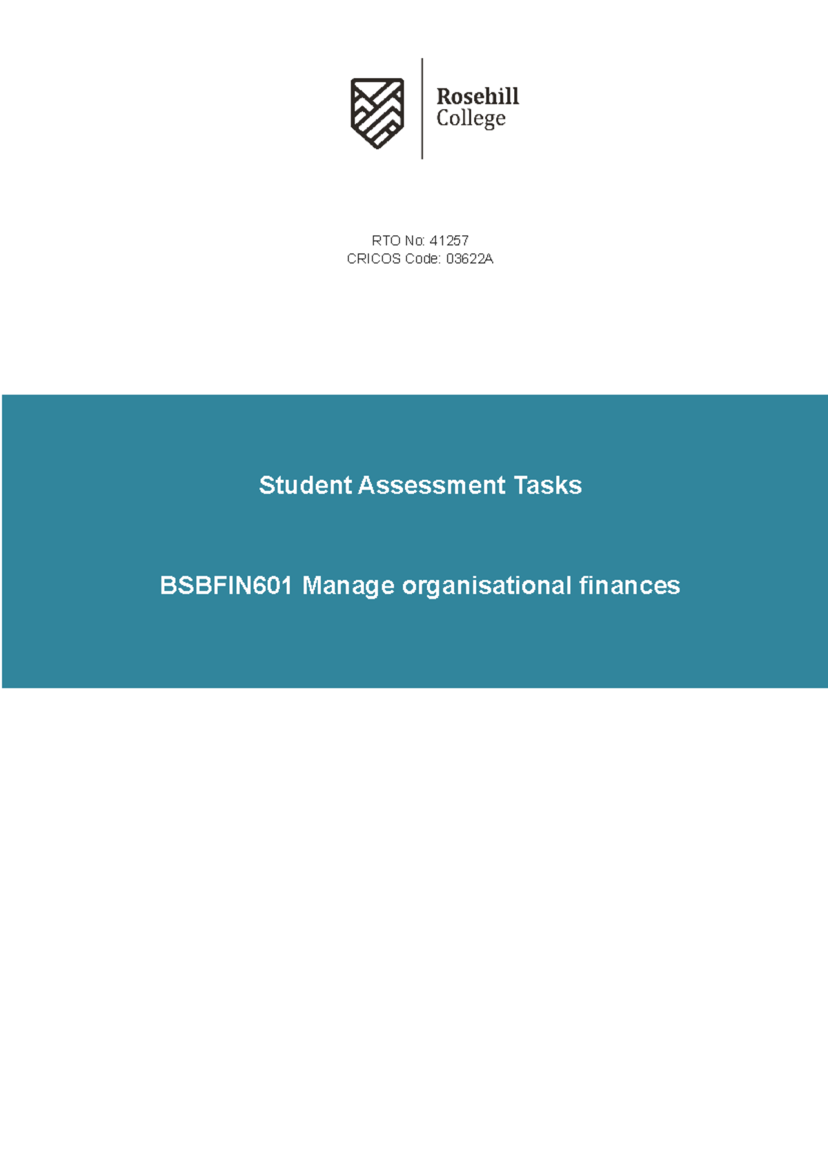 Bsbfin 601 Student Assessment Tasks - bsb51918 - USyd - Studocu