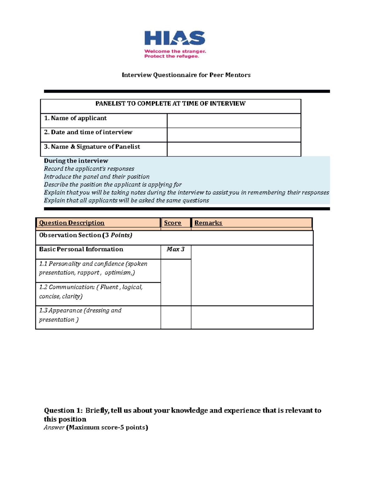 Peer Mentors Interview Questionnaire - Project_Analysis_and_Management ...