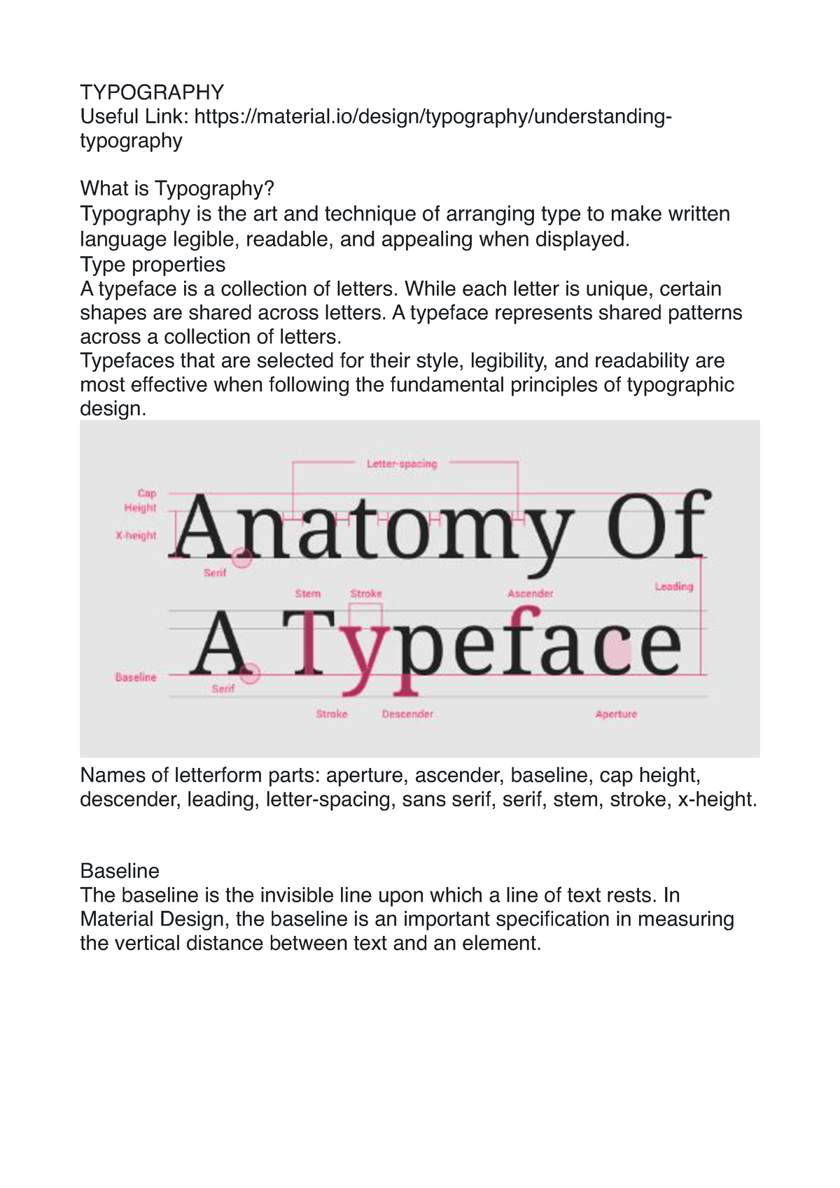 Typography notes - TYPOGRAPHY Useful Link: material/design/typography ...