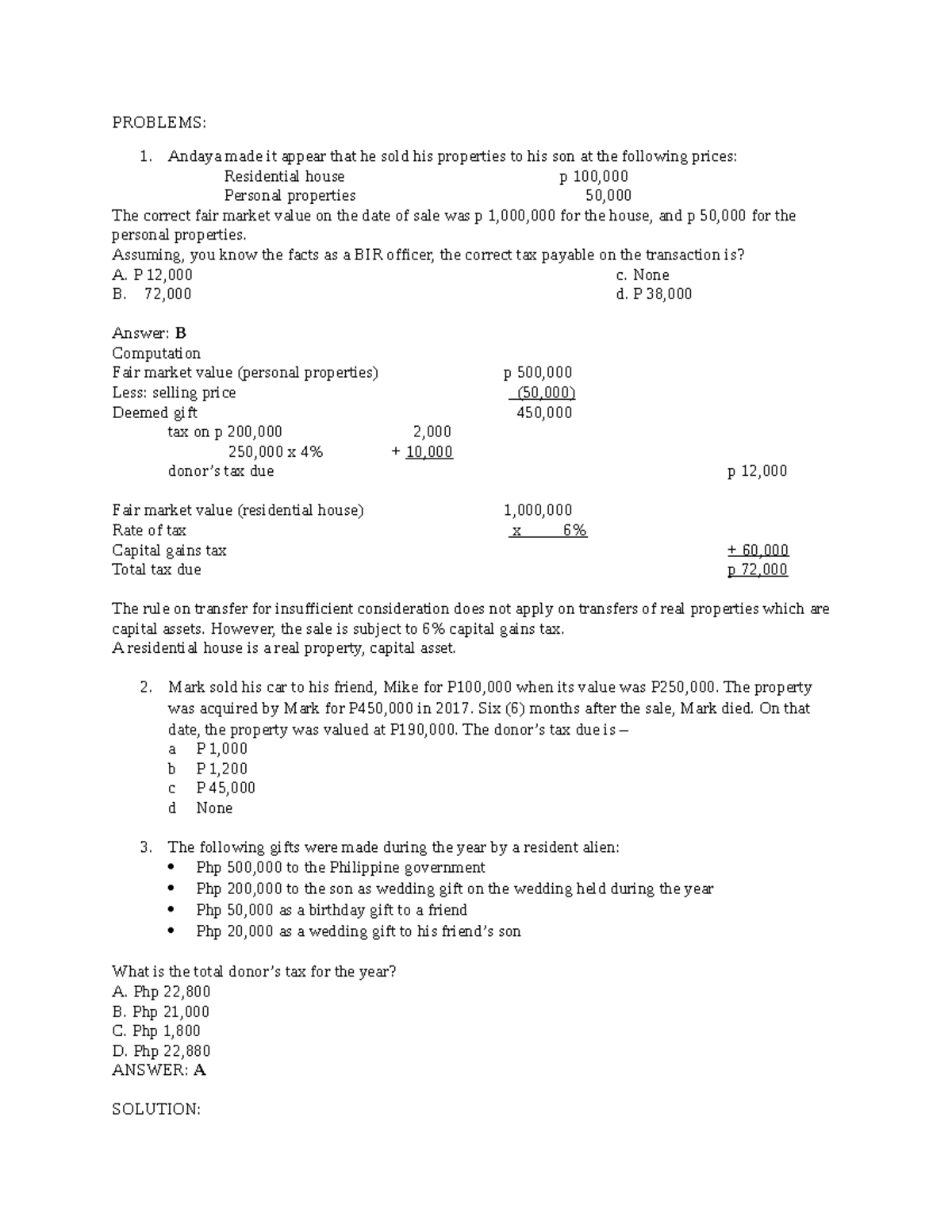 donors-tax-problems-toaz-tax-reviewer-reviewer-in-taxation-problems