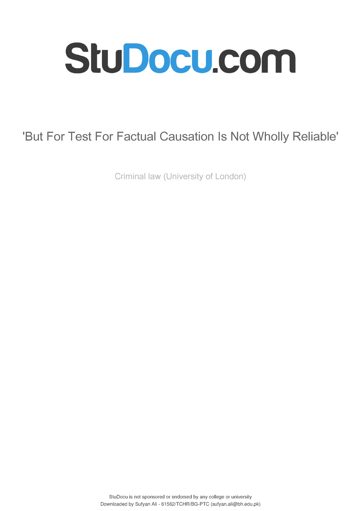 what is the test for factual causation