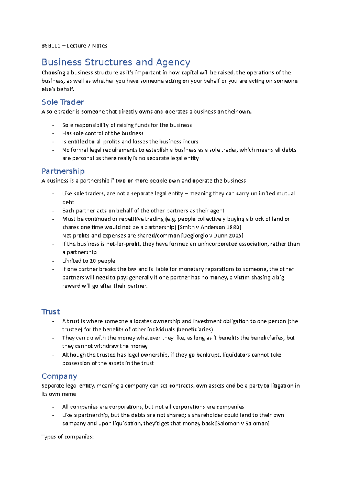 bsb111-lecture-7-notes-intro-to-business-structures-agency-and