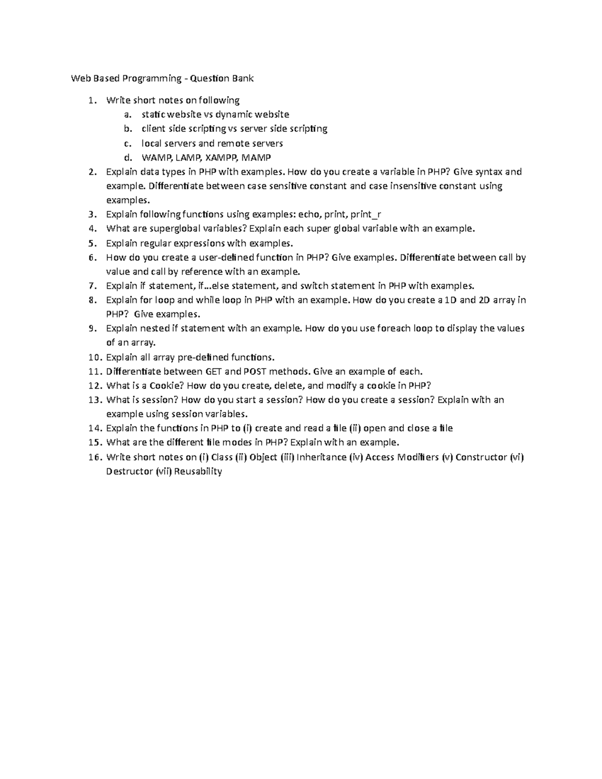WBP Question Bank - practise makes man perfect to learn anything - Web ...