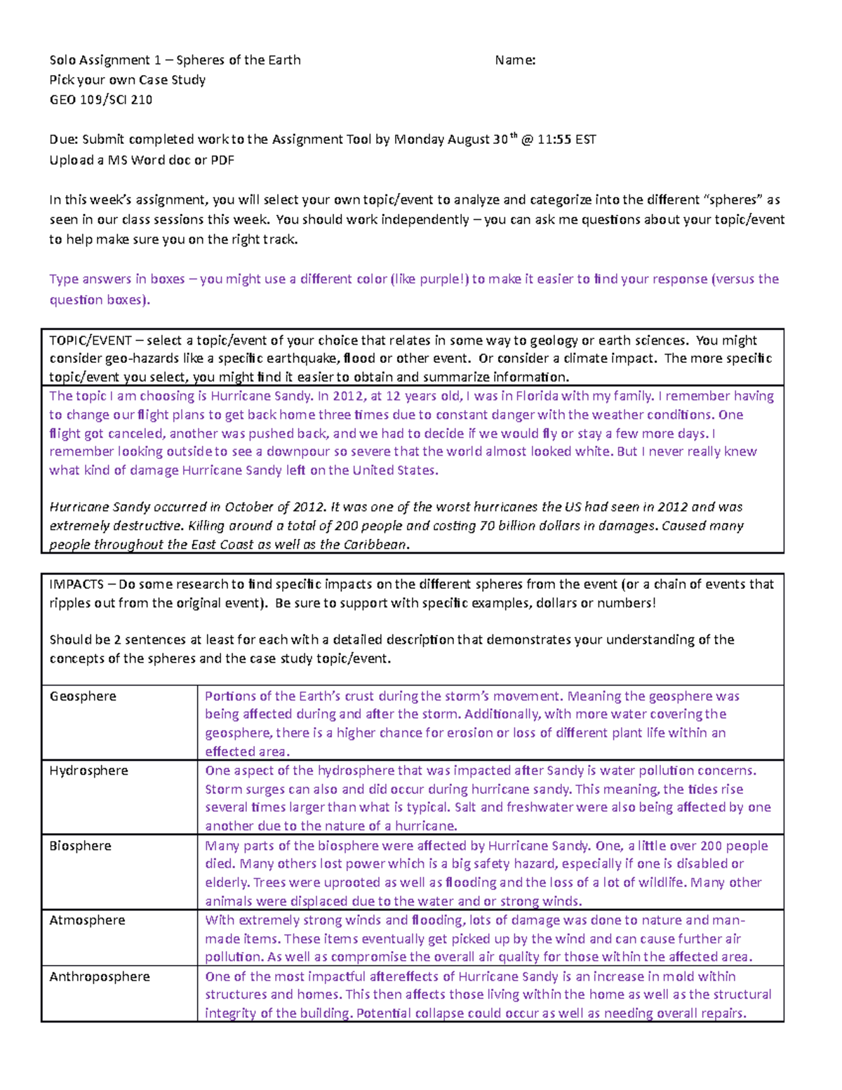 Solo+Assignment+1+GEO+109+SCI+210+F21 - Solo Assignment 1 – Spheres of ...