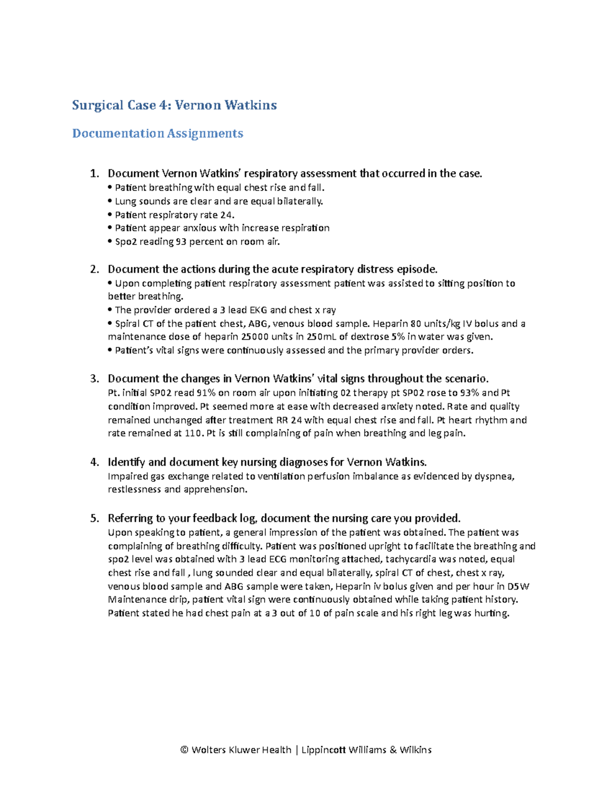 Documentation assignement Vernon Watkins Surgical Case 4 Vernon