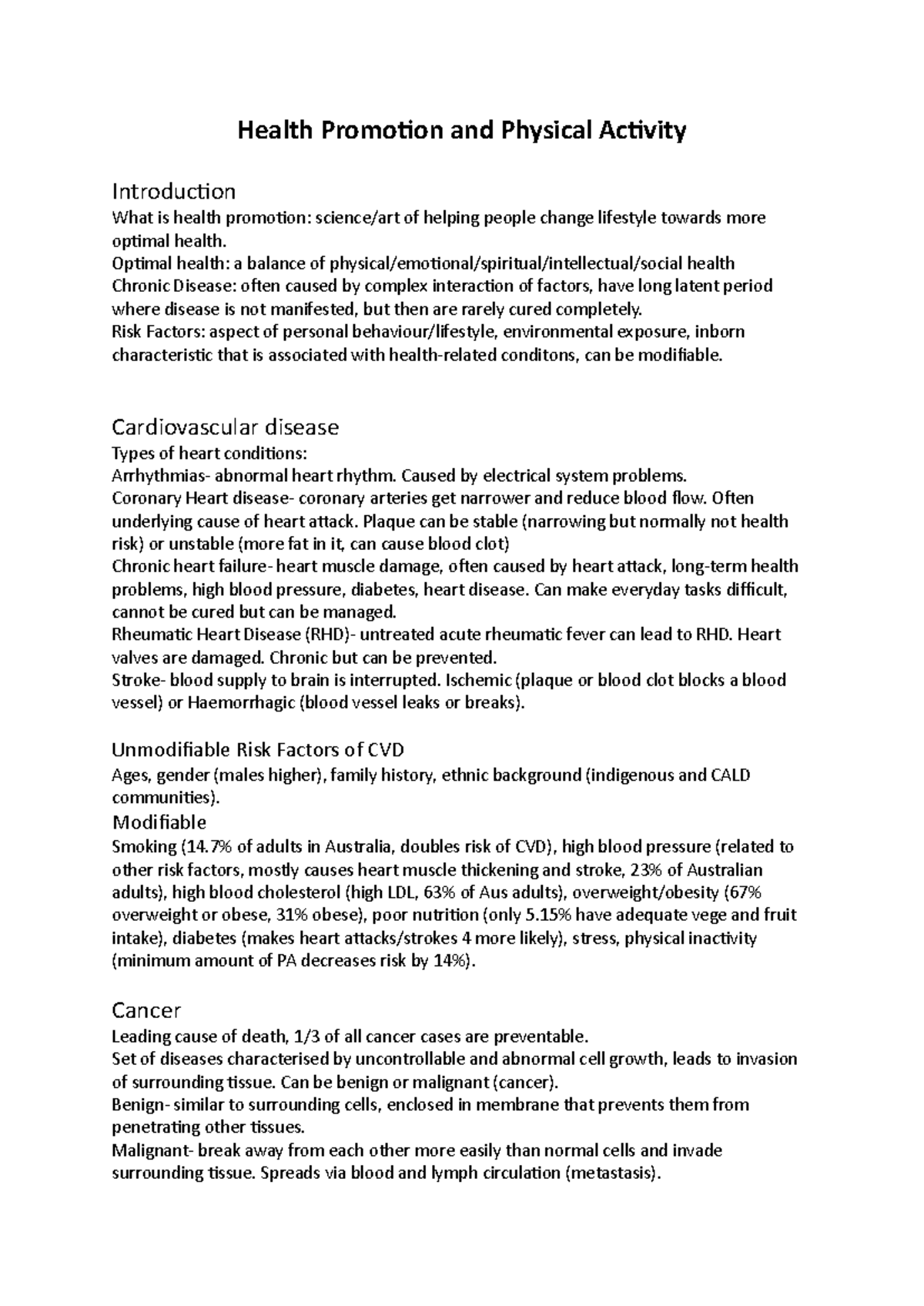 HPPA - lecture notes - Health Promo,on and Physical Ac,vity Introduc*on ...