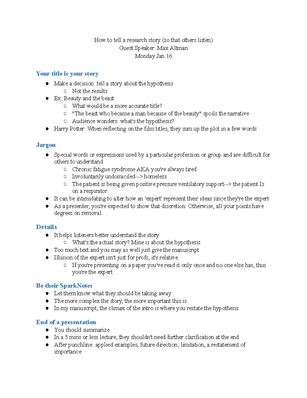 Sci Comm Jan 16,17 Guest Speaker - How to tell a research story (so ...