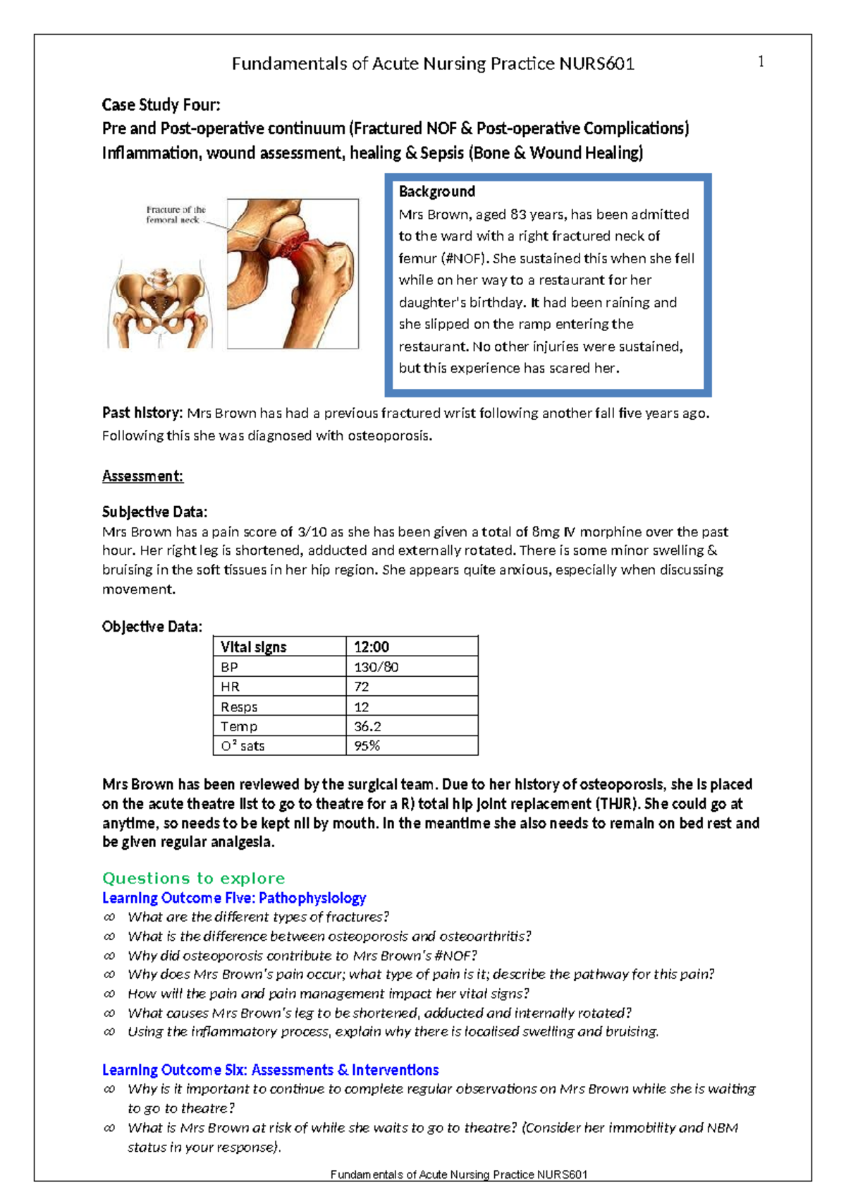 Case Study - post op complications - Fundamentals of Acute Nursing ...