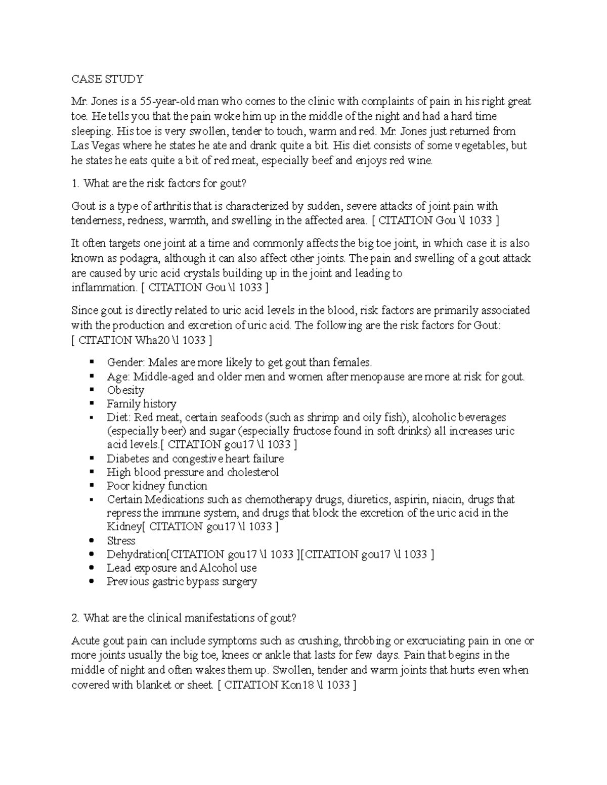 Gout - Lecture notes 1 - RECM1005 - George Brown College - Studocu
