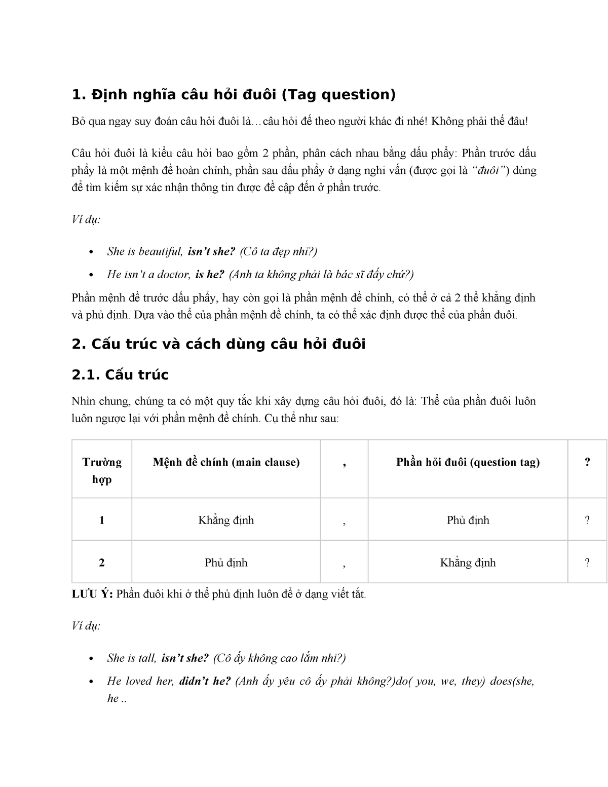 امثلة على tag question