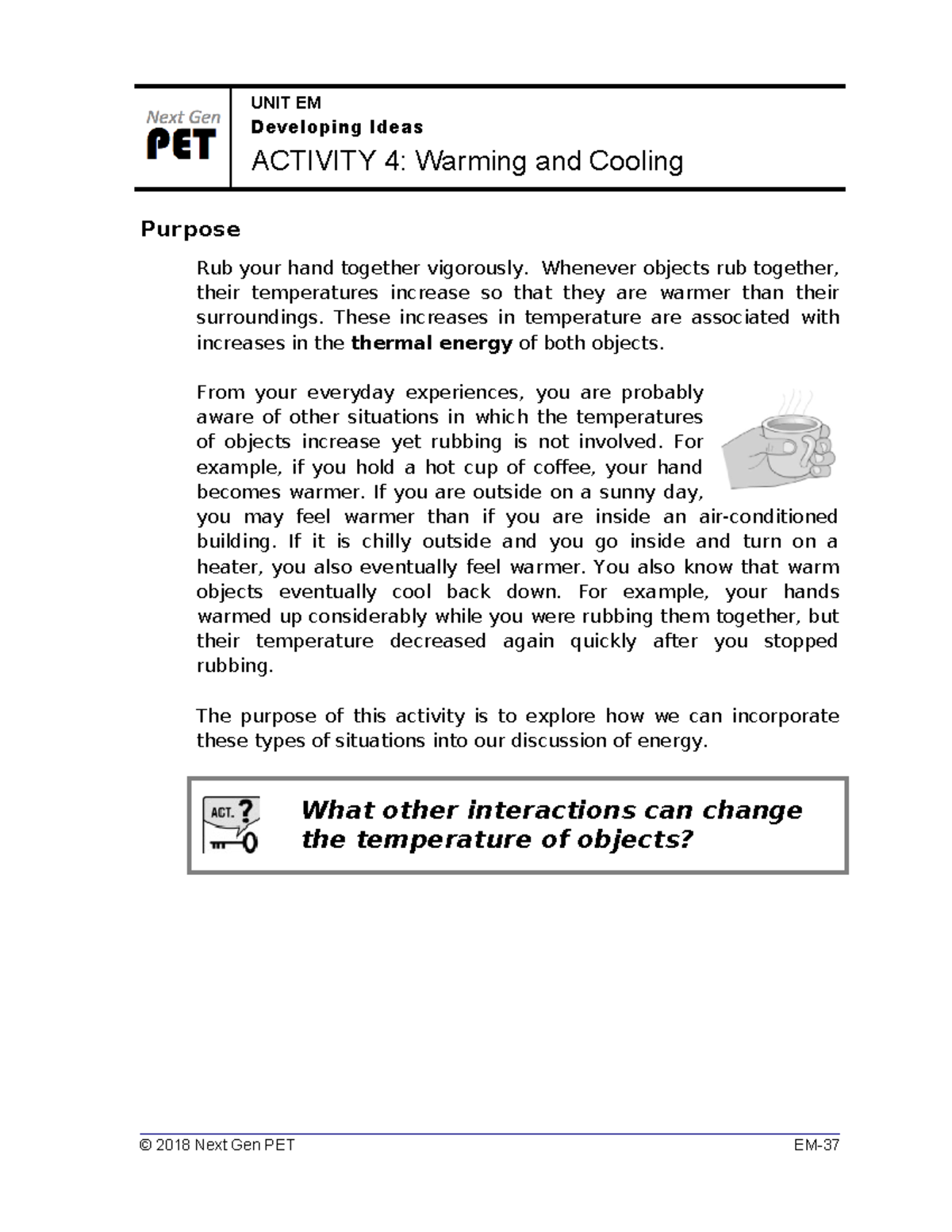 Heat-Interactions-Activity - Developing Ideas ACTIVITY 4: Warming and ...
