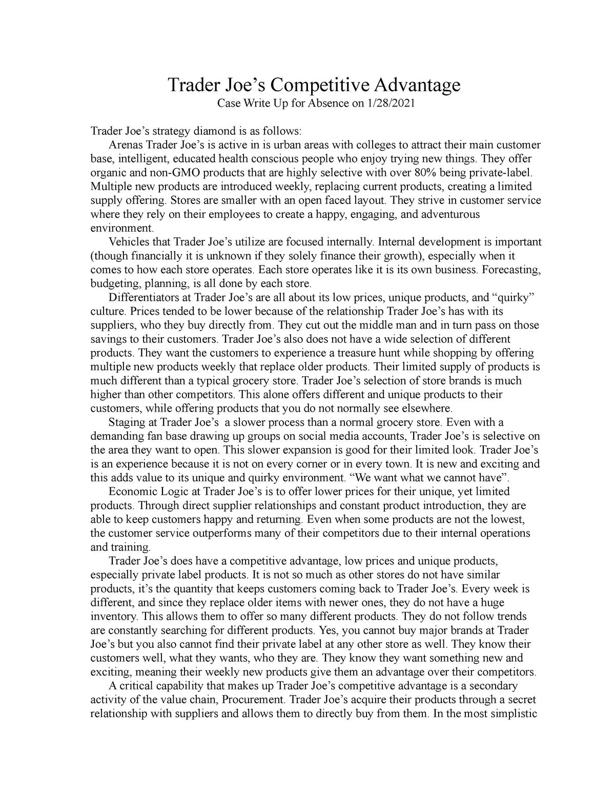 trader joe's harvard case study pdf